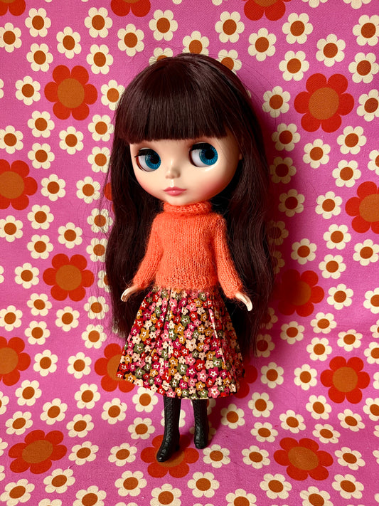 Liberty Skirt & Mohair Sweater Set for Blythe Doll