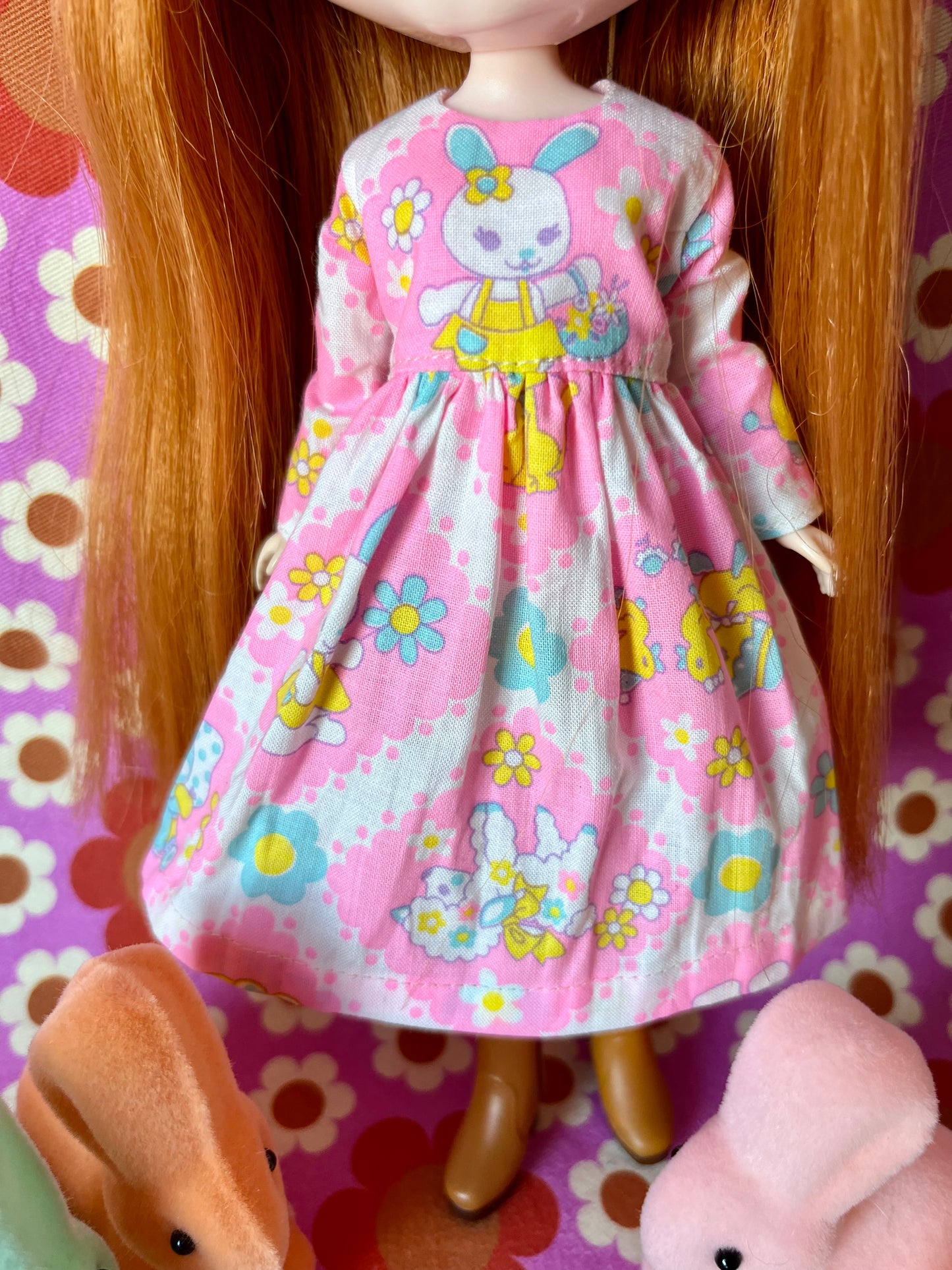 Pink Easter Bunny Dress for Blythe Doll.