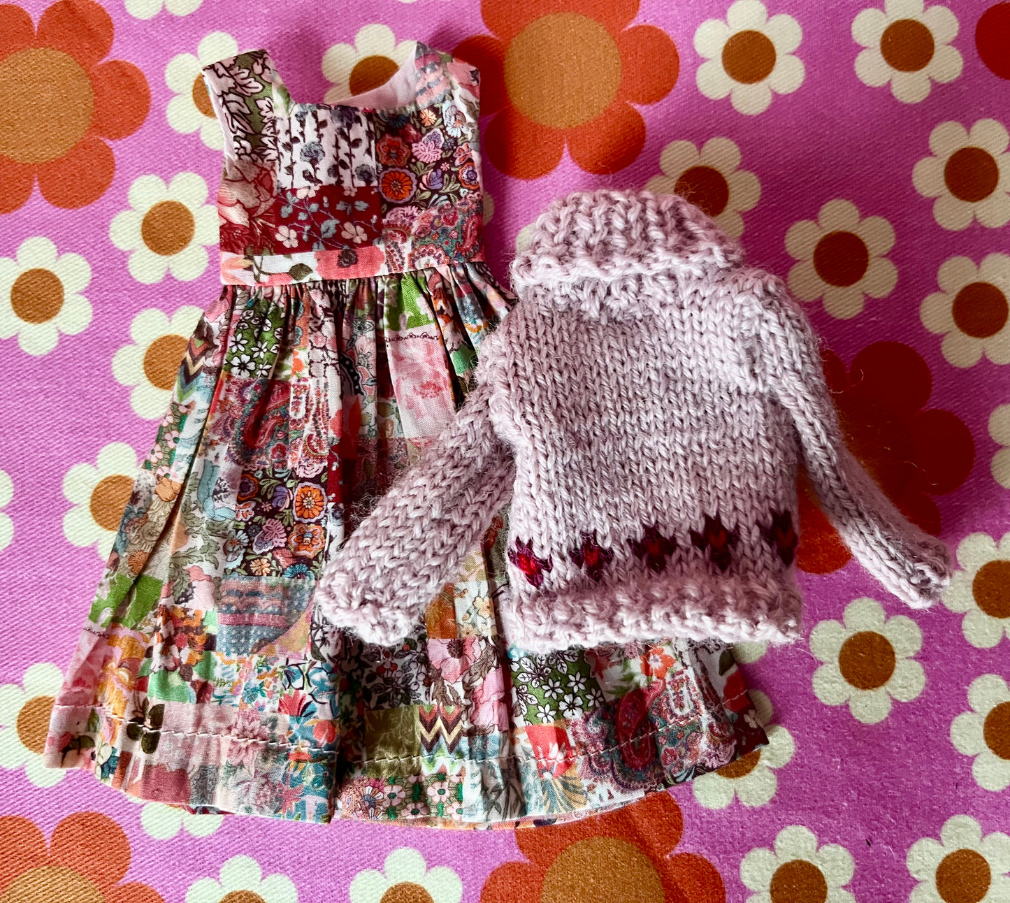 Liberty Dress & Daisy Sweater Set for Blythe Doll