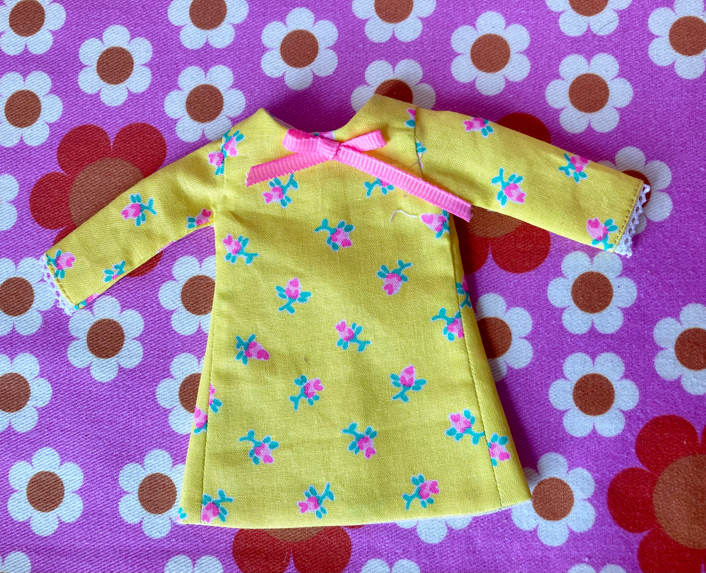 Neon Rosebud Mod Shift dress with sleeves