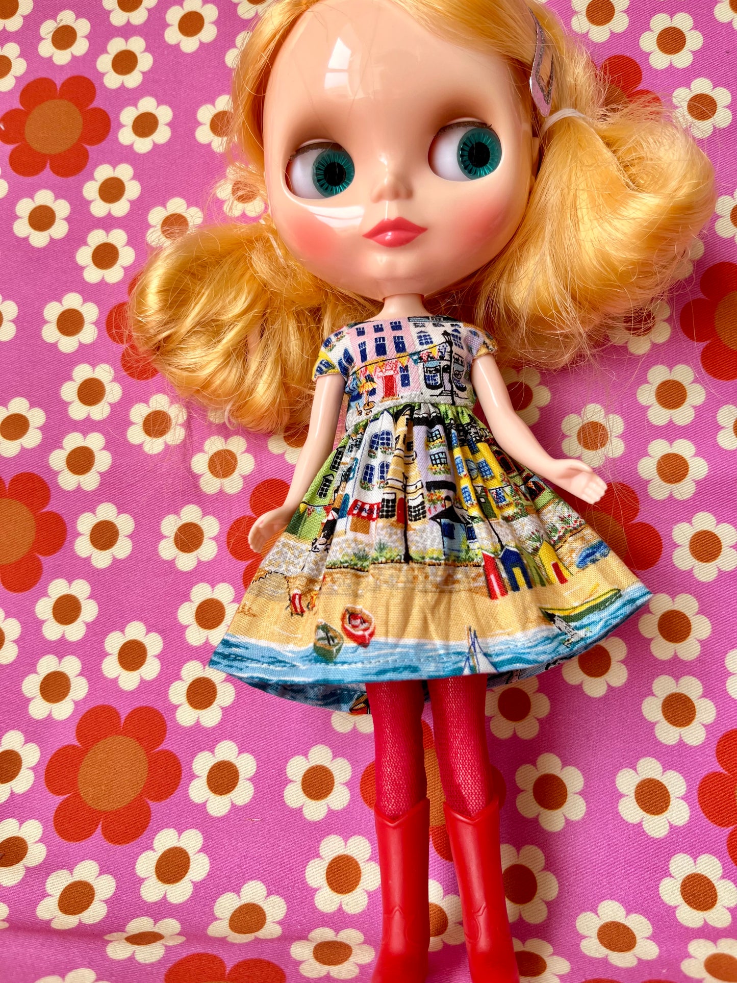 Seaside Summer Cap Sleeve Dress for Blythe Doll
