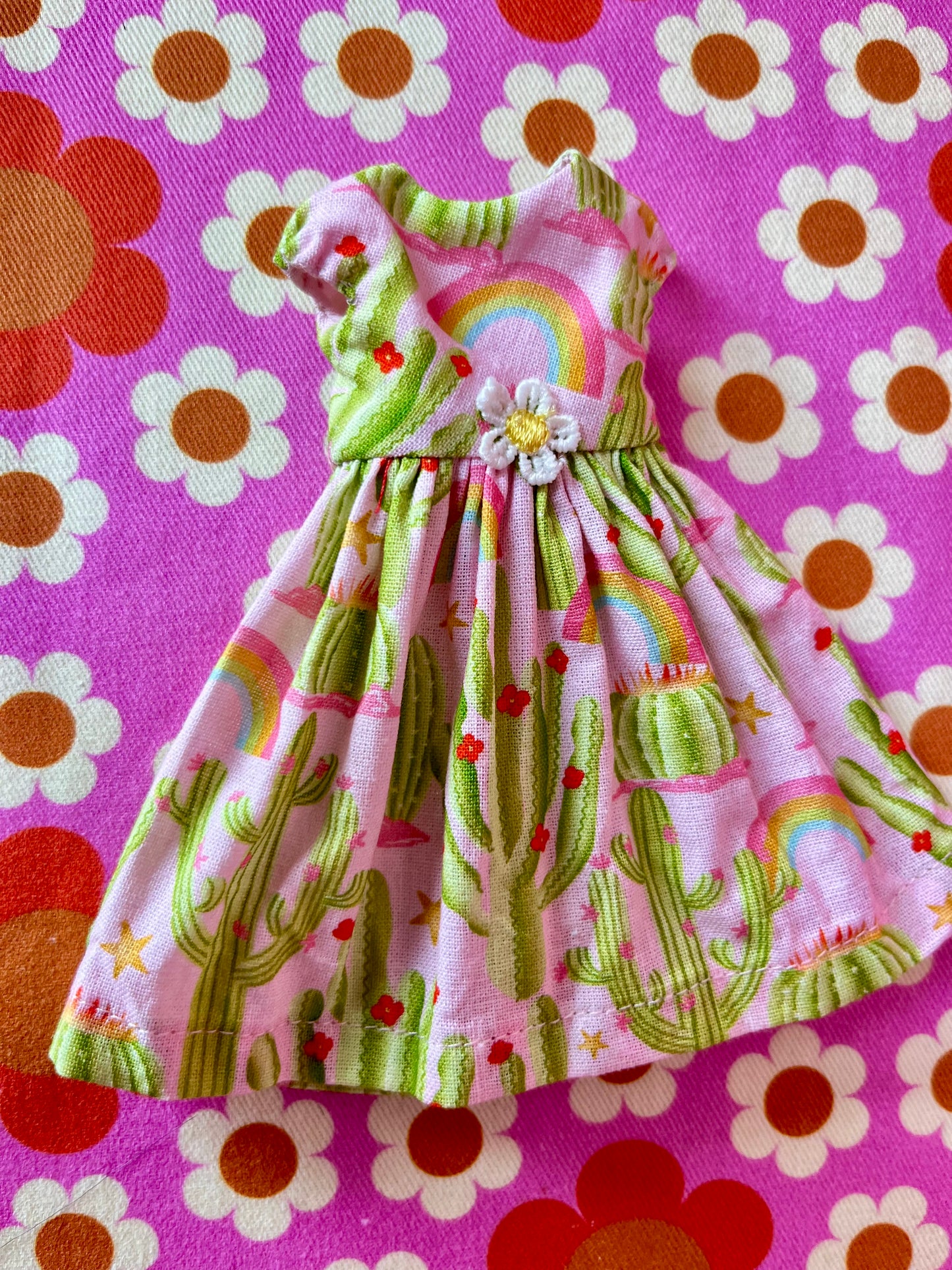 Cactus Landscape Summer Cap Sleeve Dress for Blythe Doll