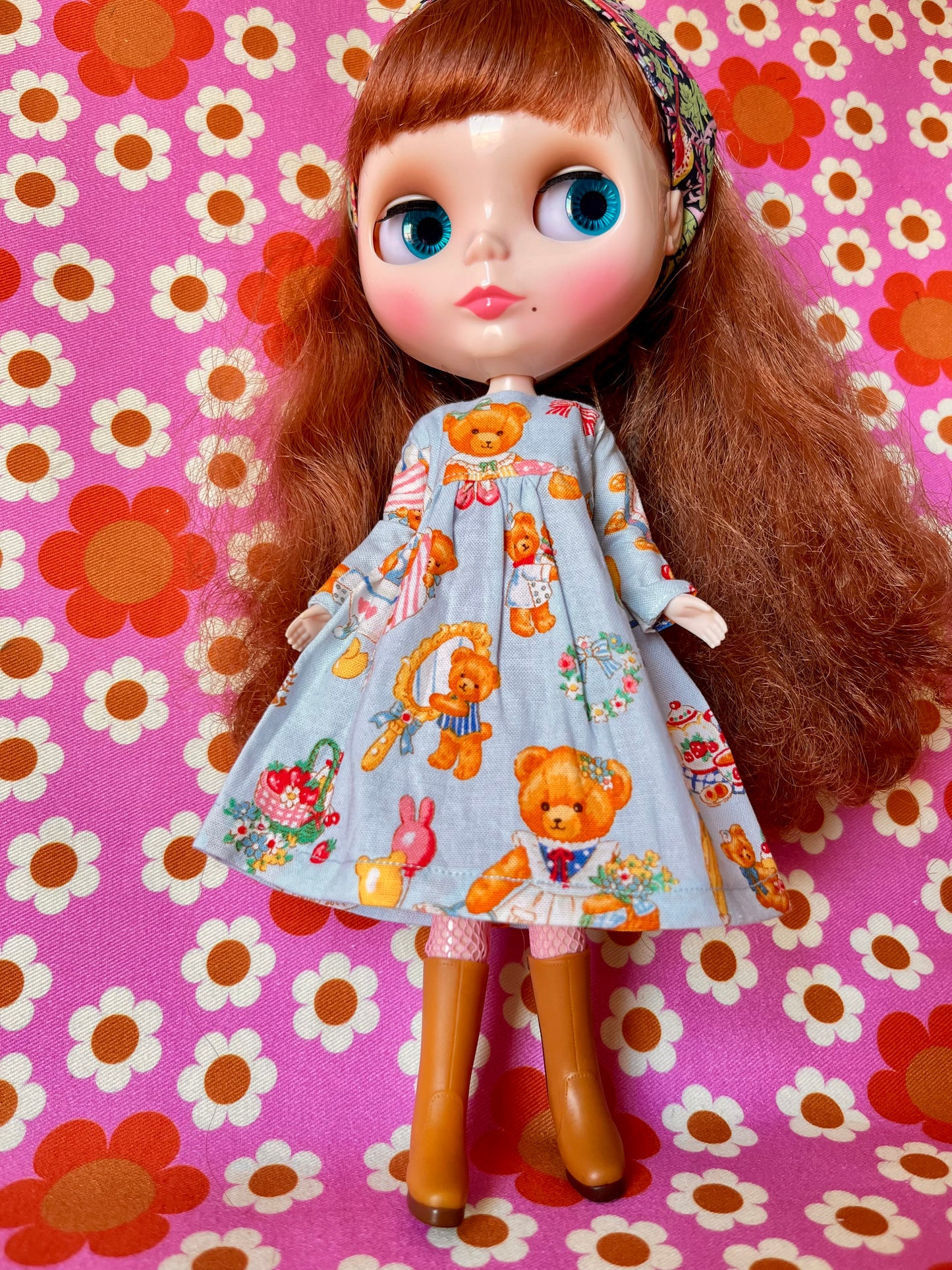 Blue Teddy Dress for Blythe Doll