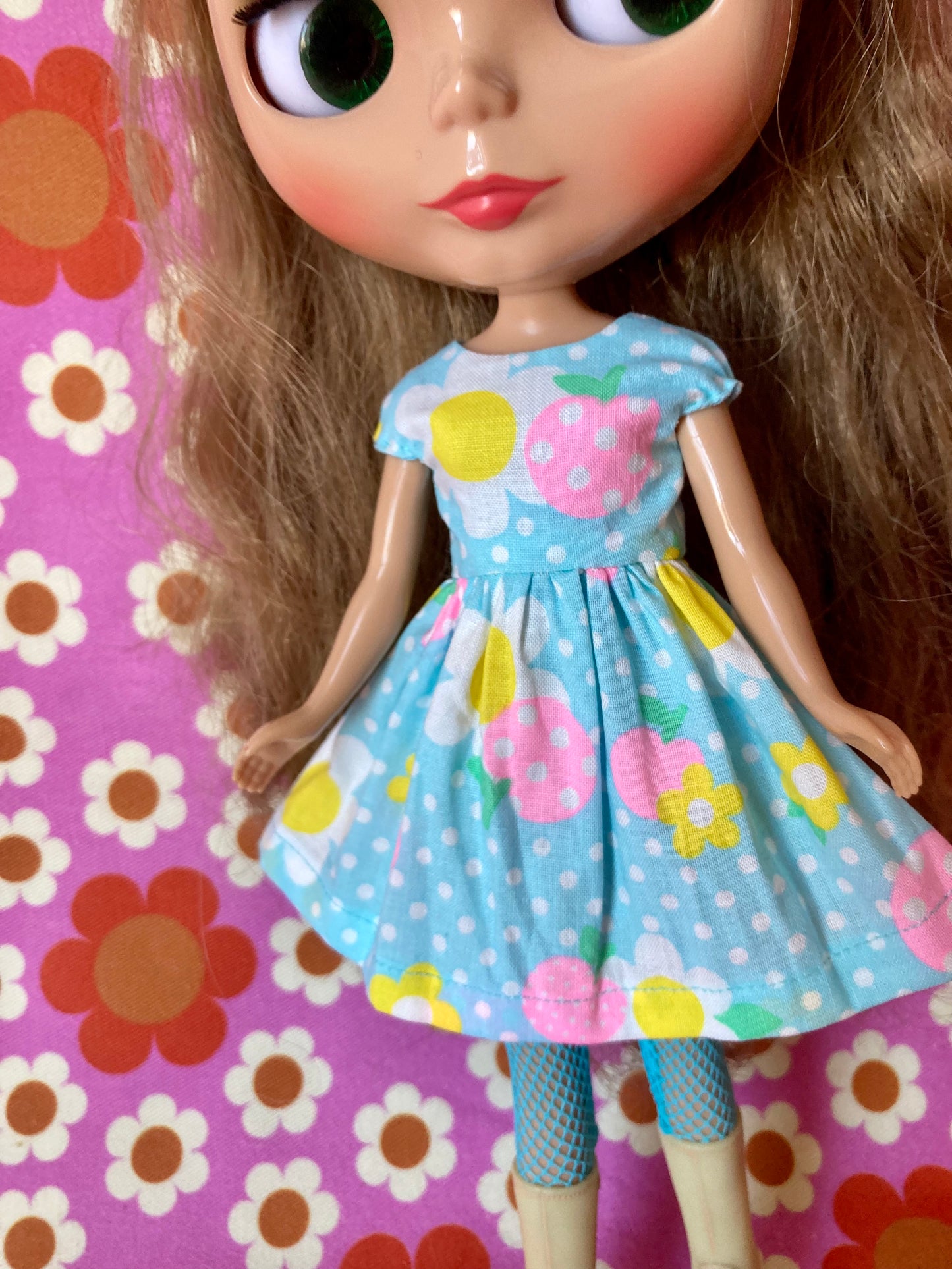 Blue Daisy Cap Sleeve Dress for Blythe Dollar