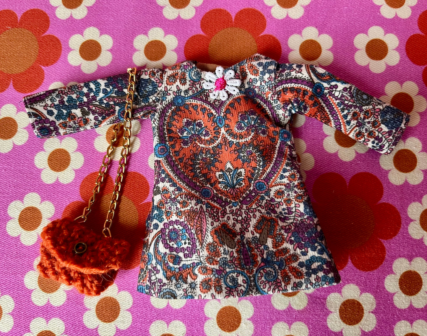 Liberty Corduroy Shift dress with sleeves & Bag which opens