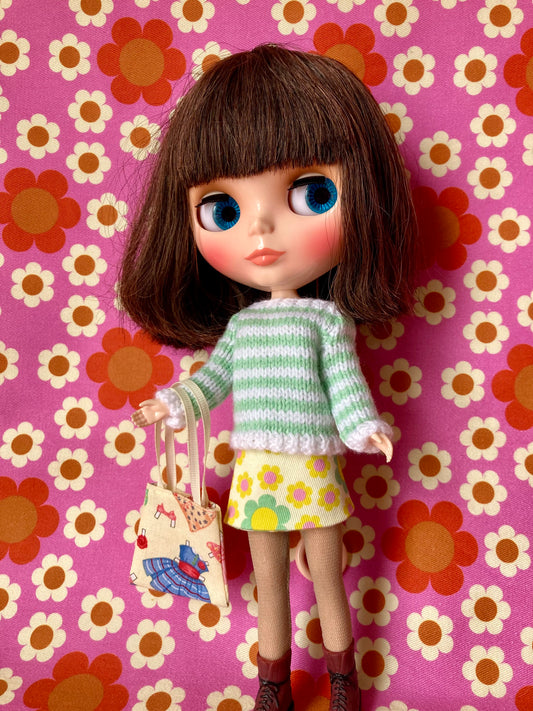 Breton Sweater, Skirt & Bag for Blythe Doll