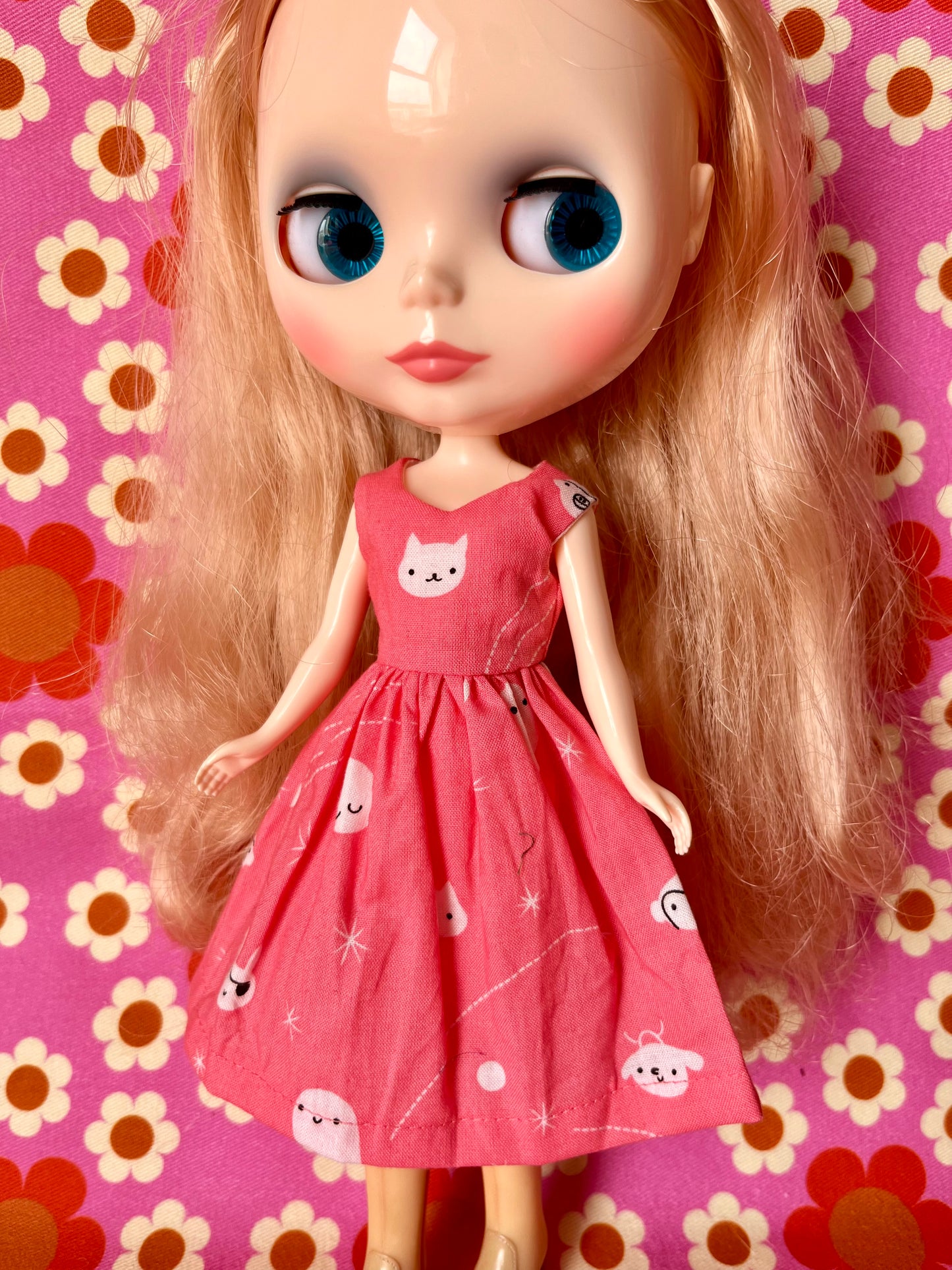 Cat Print Dress for Blythe Doll