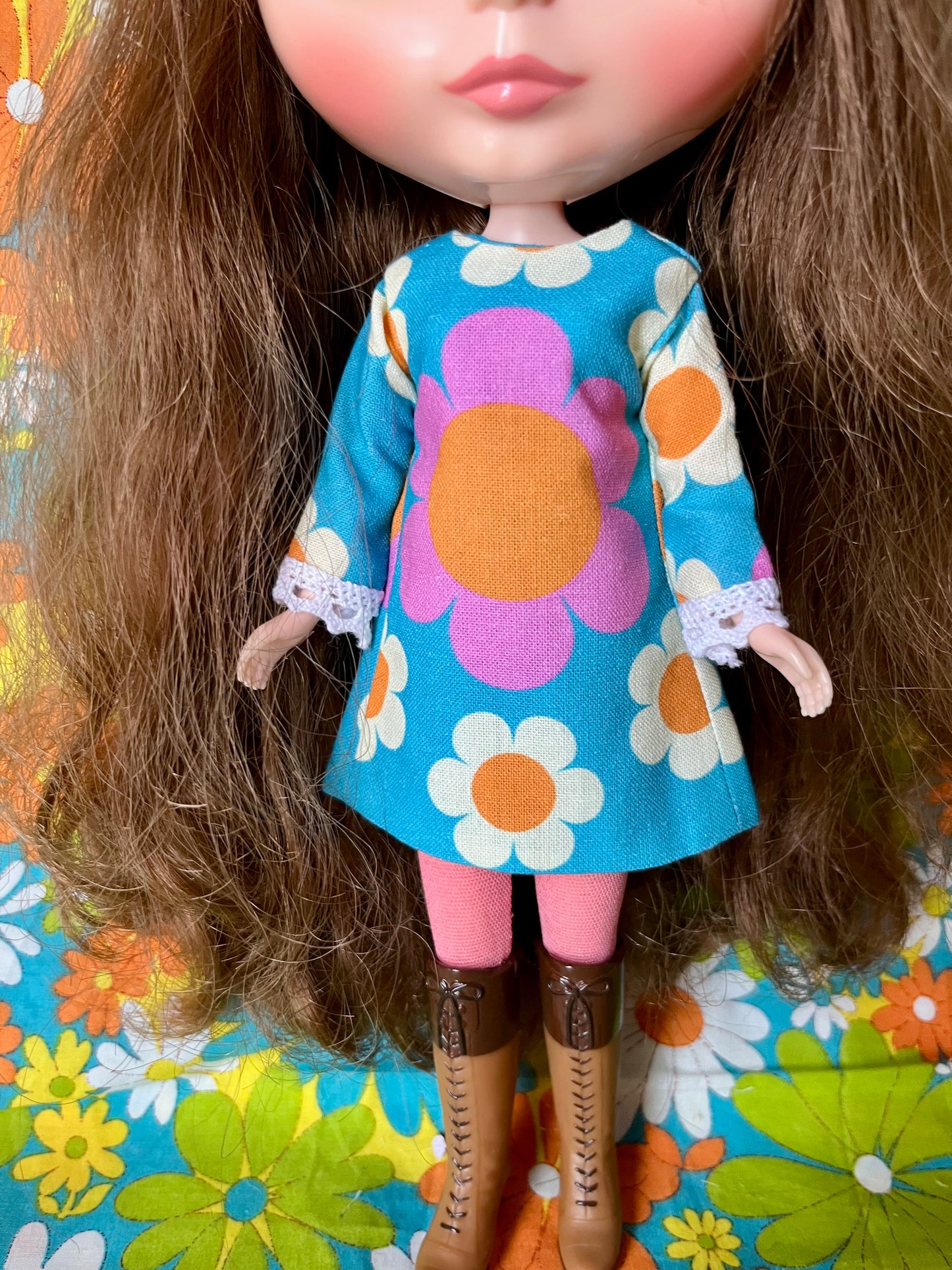 Alice Apple Mod Shift dress with sleeves OOAK