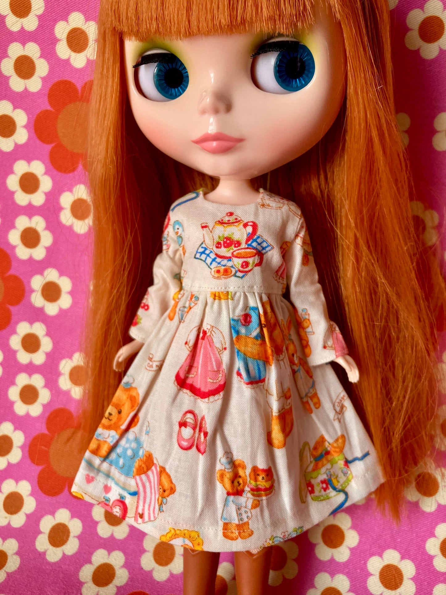 Cream Teddy Dress for Blythe Doll
