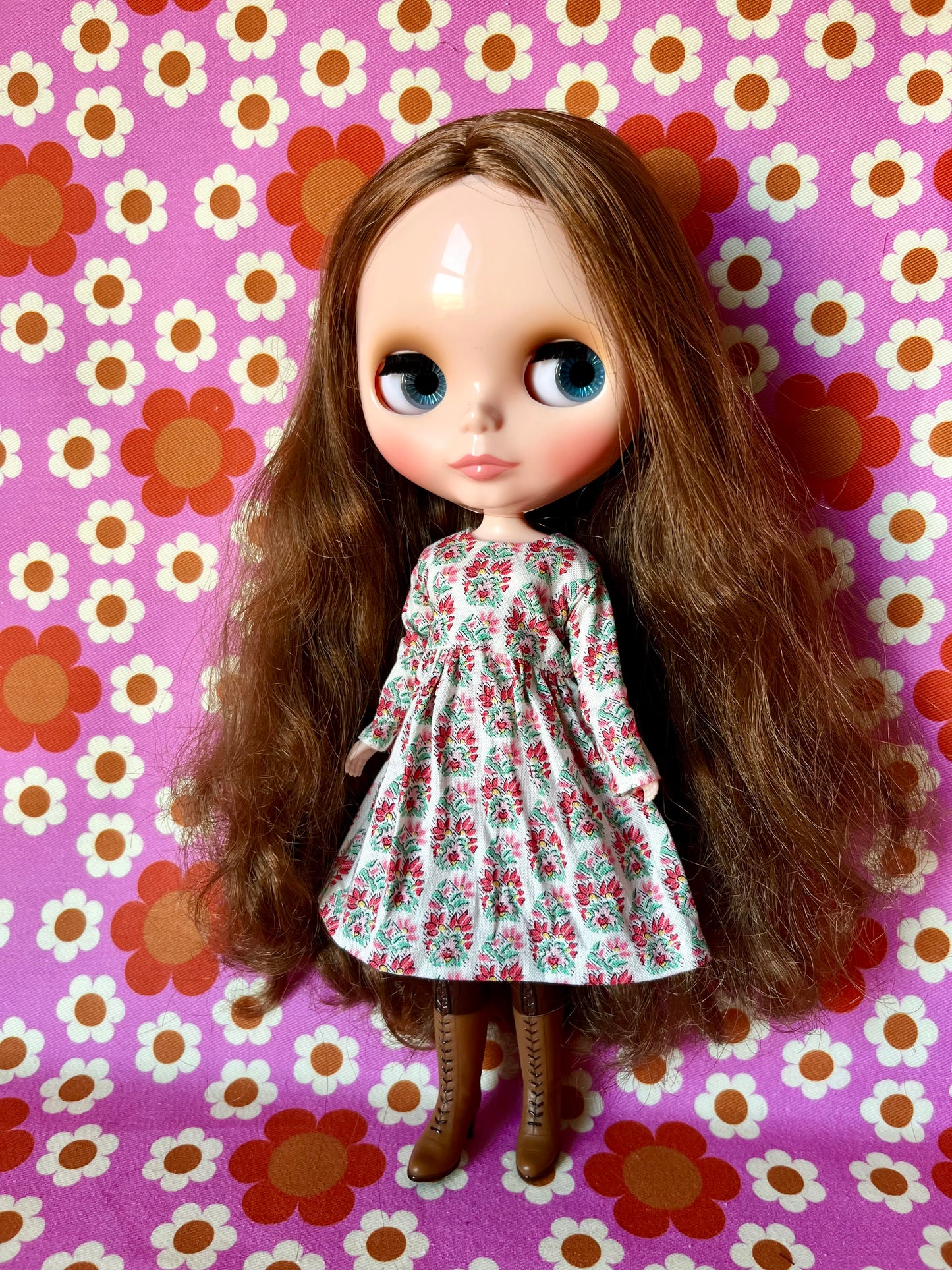 Liberty Pink Motif Valentine Dress for Blythe Doll