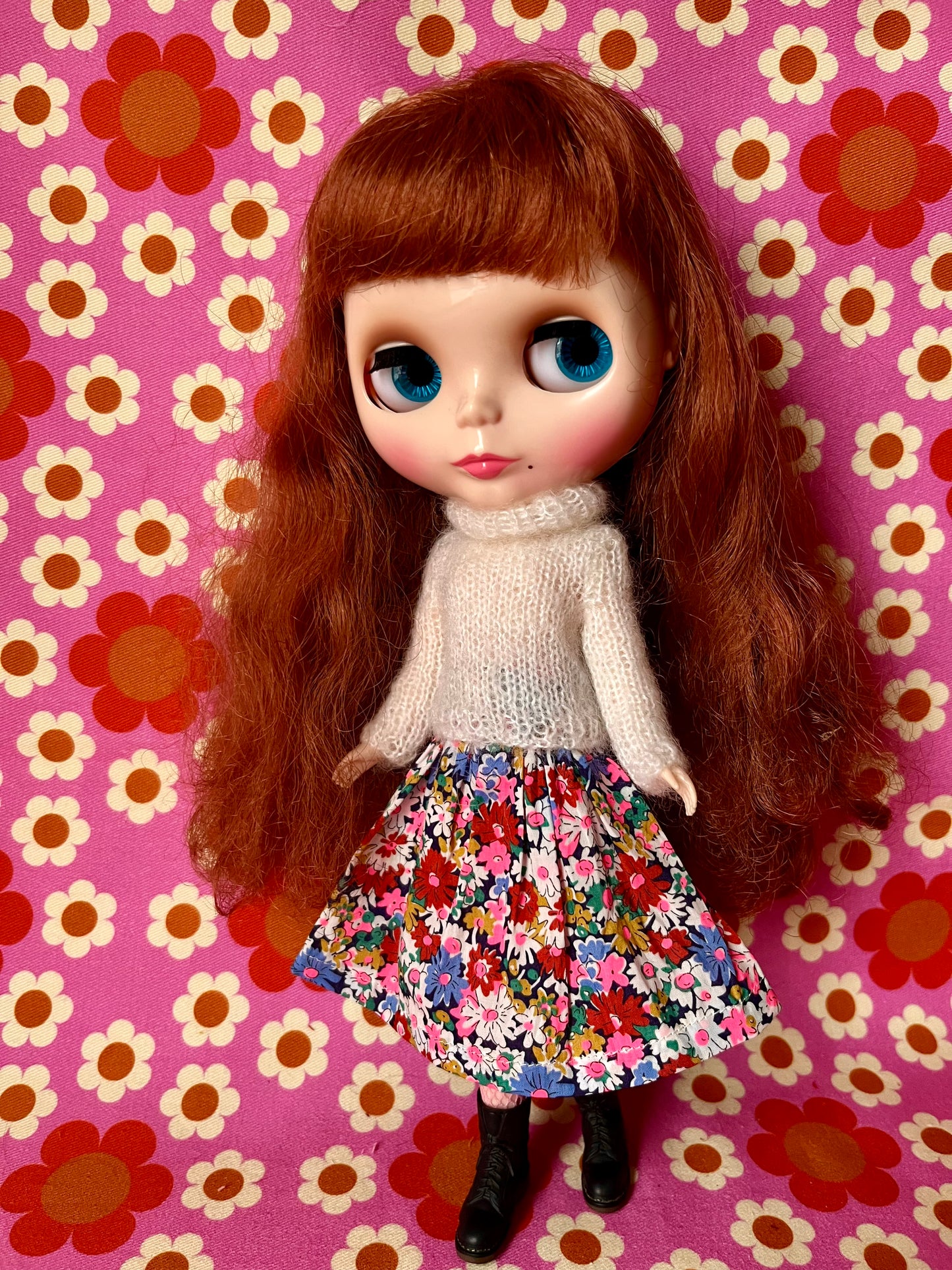 Liberty Skirt & Mohair Sweater Set for Blythe Doll