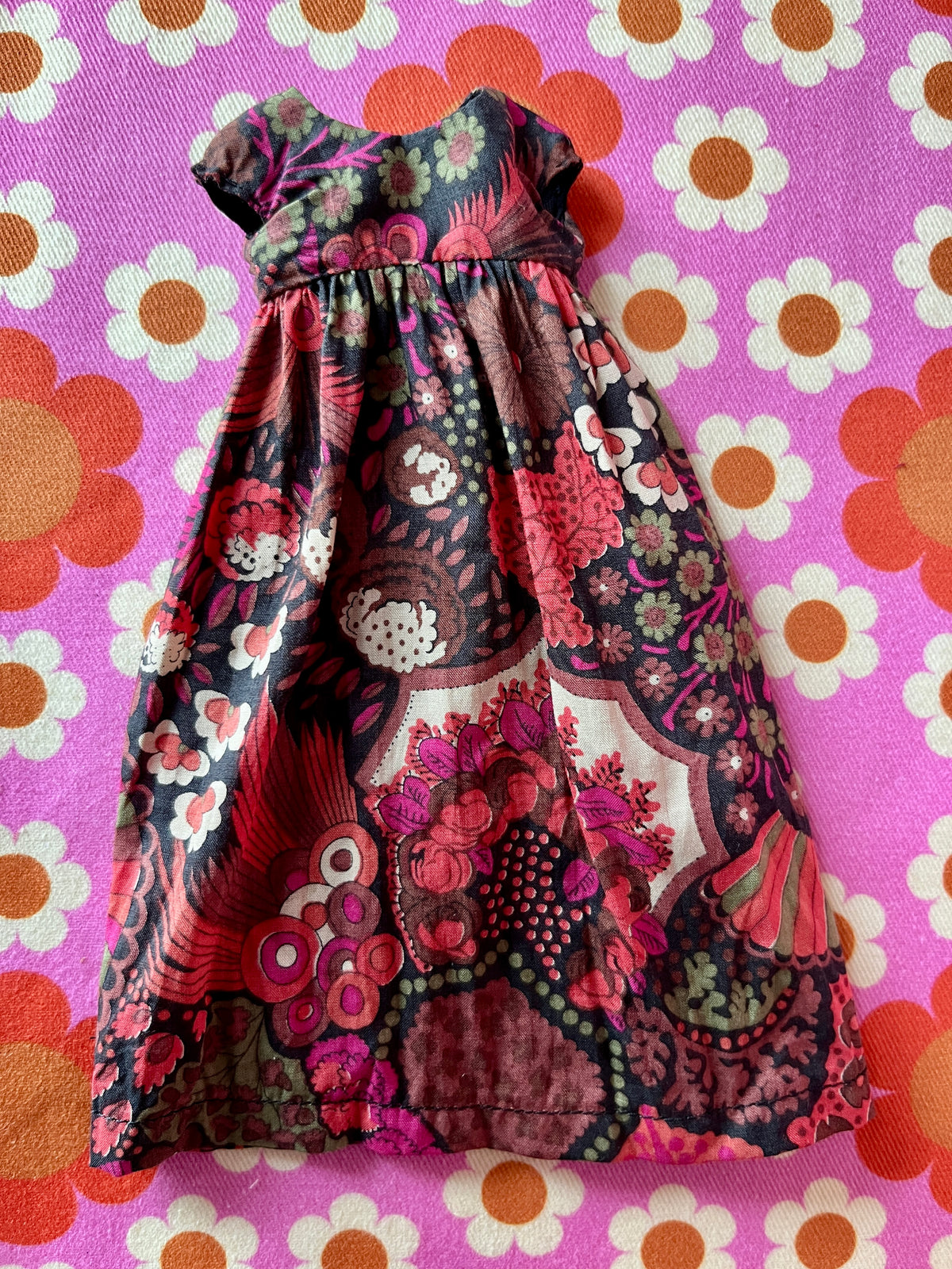 Goth Austen Liberty Regency Dress for Blythe Doll Large Floral Burgundy