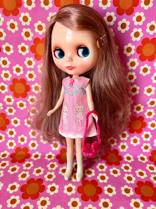 Valentine Pink Joli Fleur Cat Sleeveless Shift dress & Bag