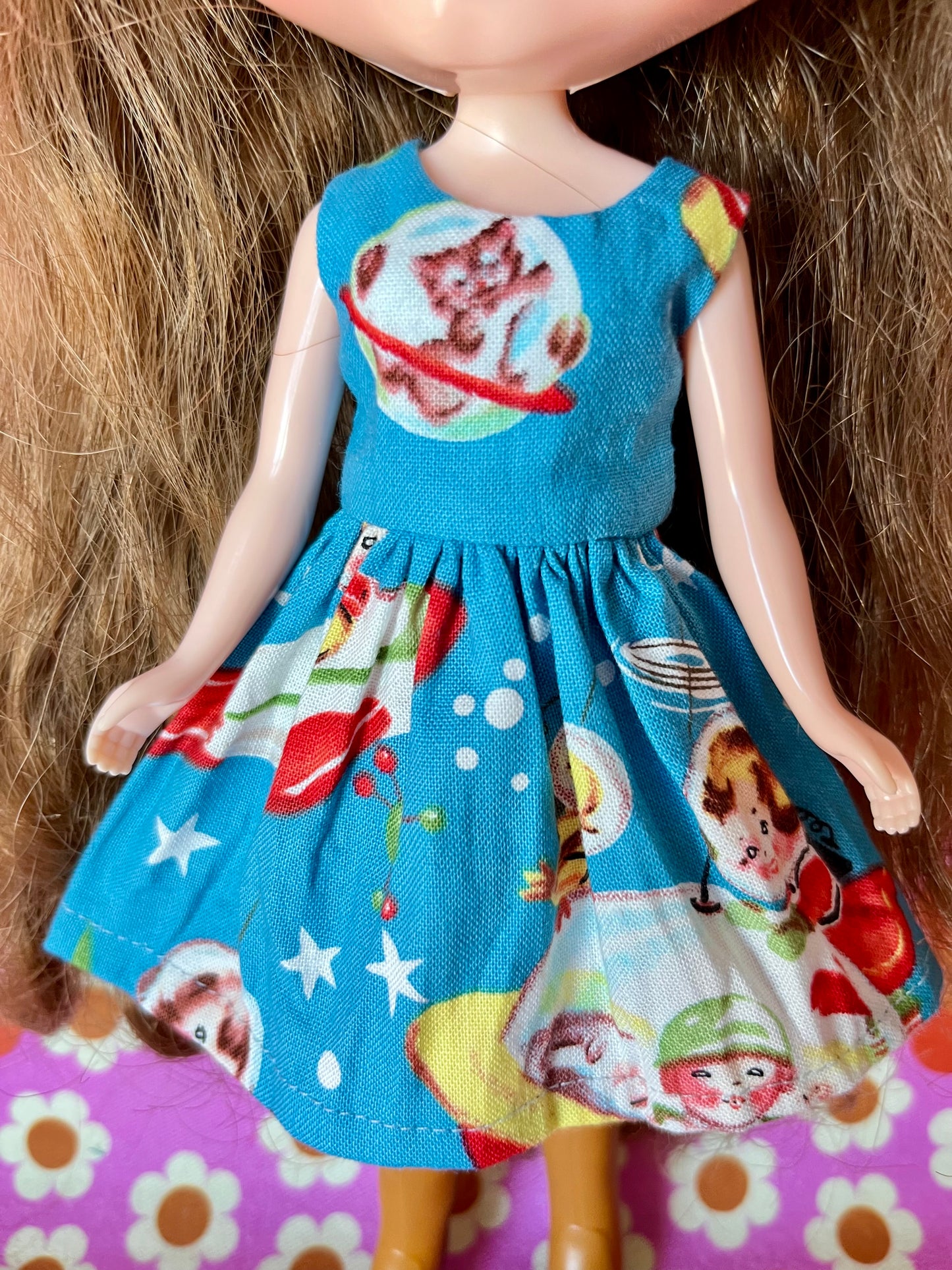 Space Cat Summer Simple Sleeveless Dress for Blythe