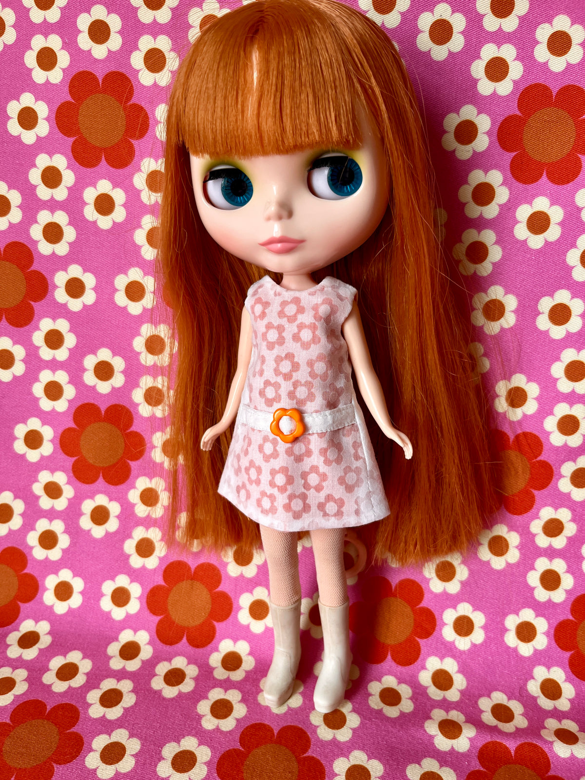 Orange Daisy Buckle Mod Cilla Shift dress