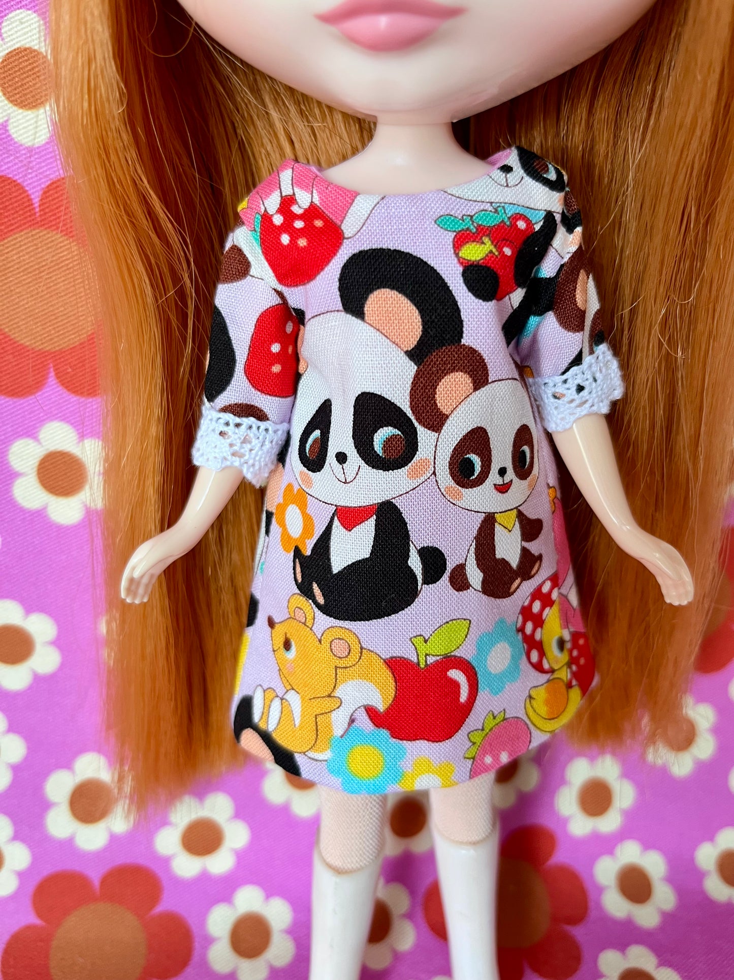 Cute Panda Shift dress with sleeves