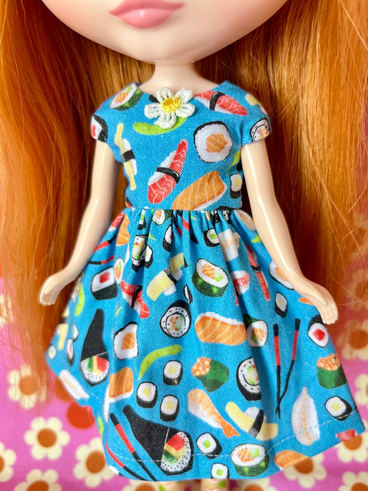 Sushi Summer Cap Sleeve Dress for Blythe Doll