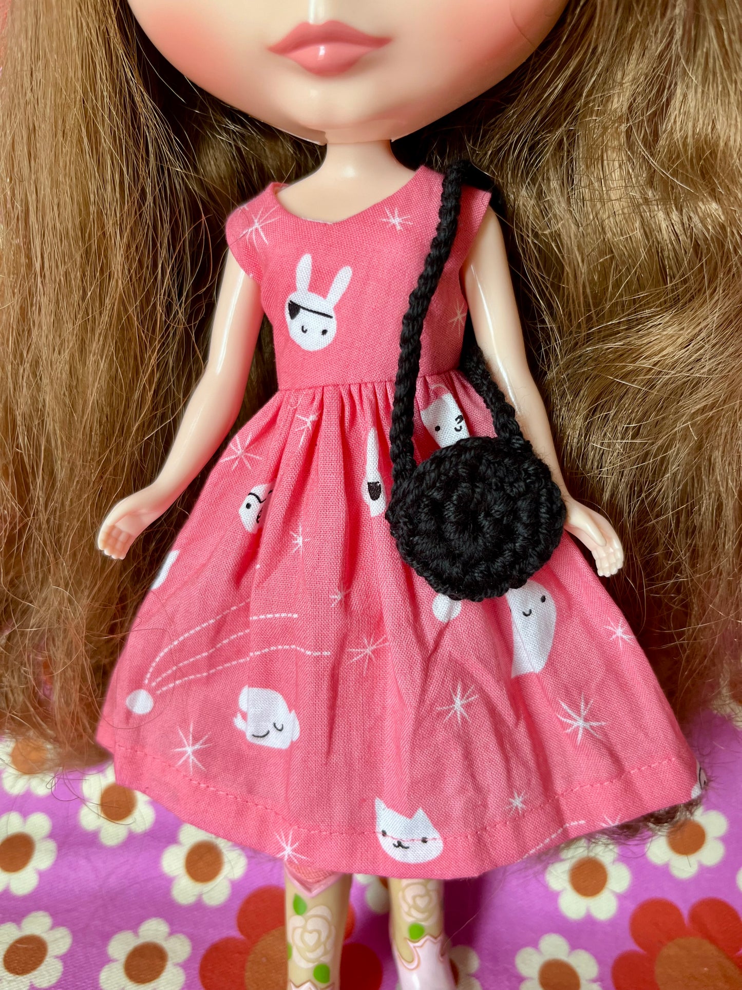 Pirate Easter Bunny  Print Dress for Blythe Doll & bag