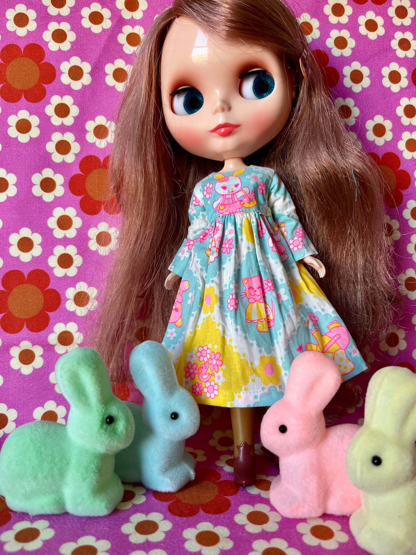 Blue Easter Bunny Family Dress for Blythe Doll.