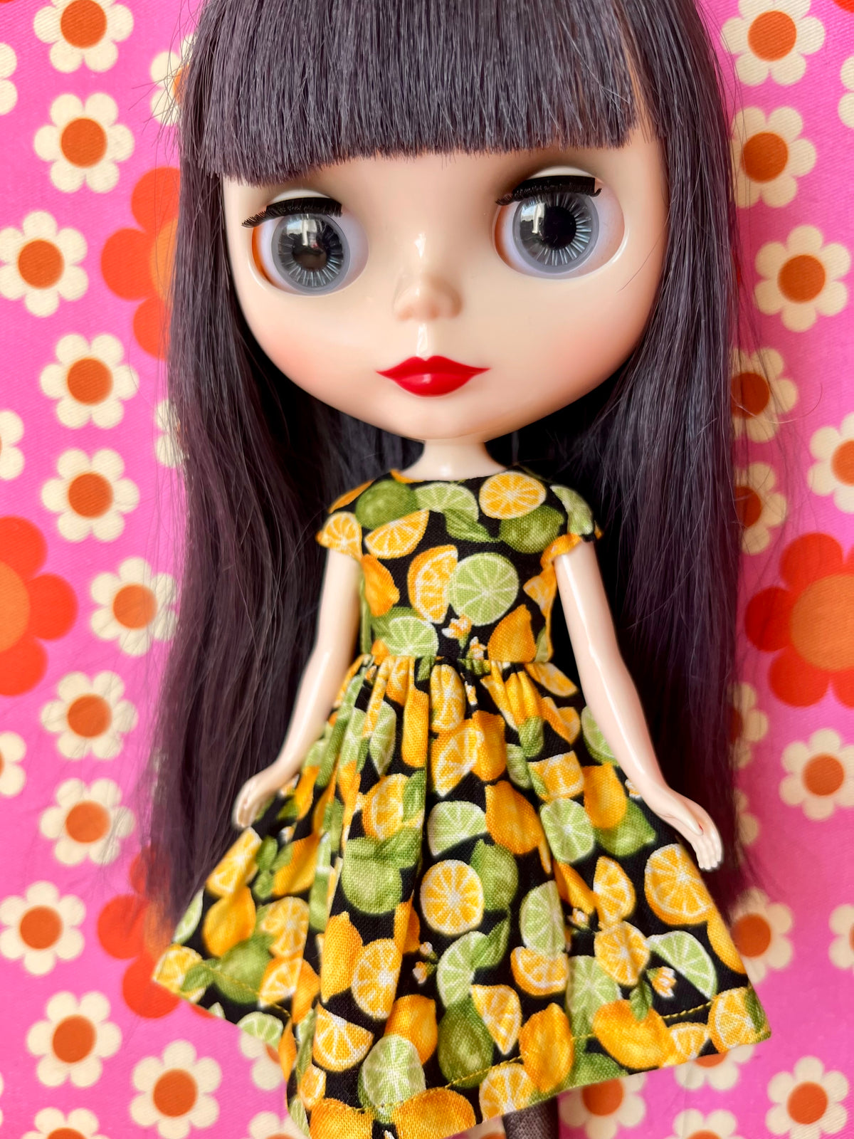 Lemons Summer Cap Sleeve Dress for Blythe Doll