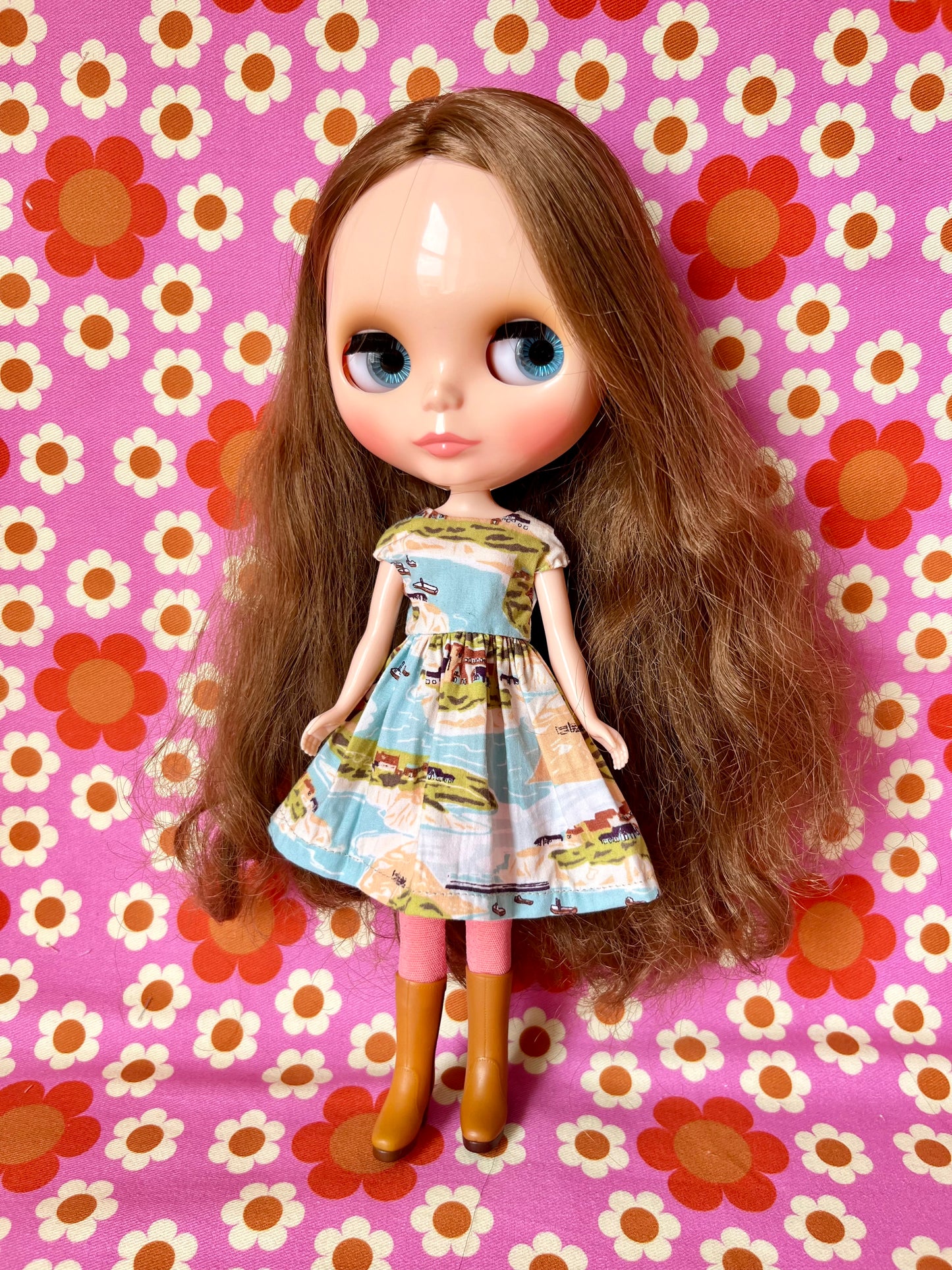St Ives Summer Cap Sleeve Dress for Blythe Doll