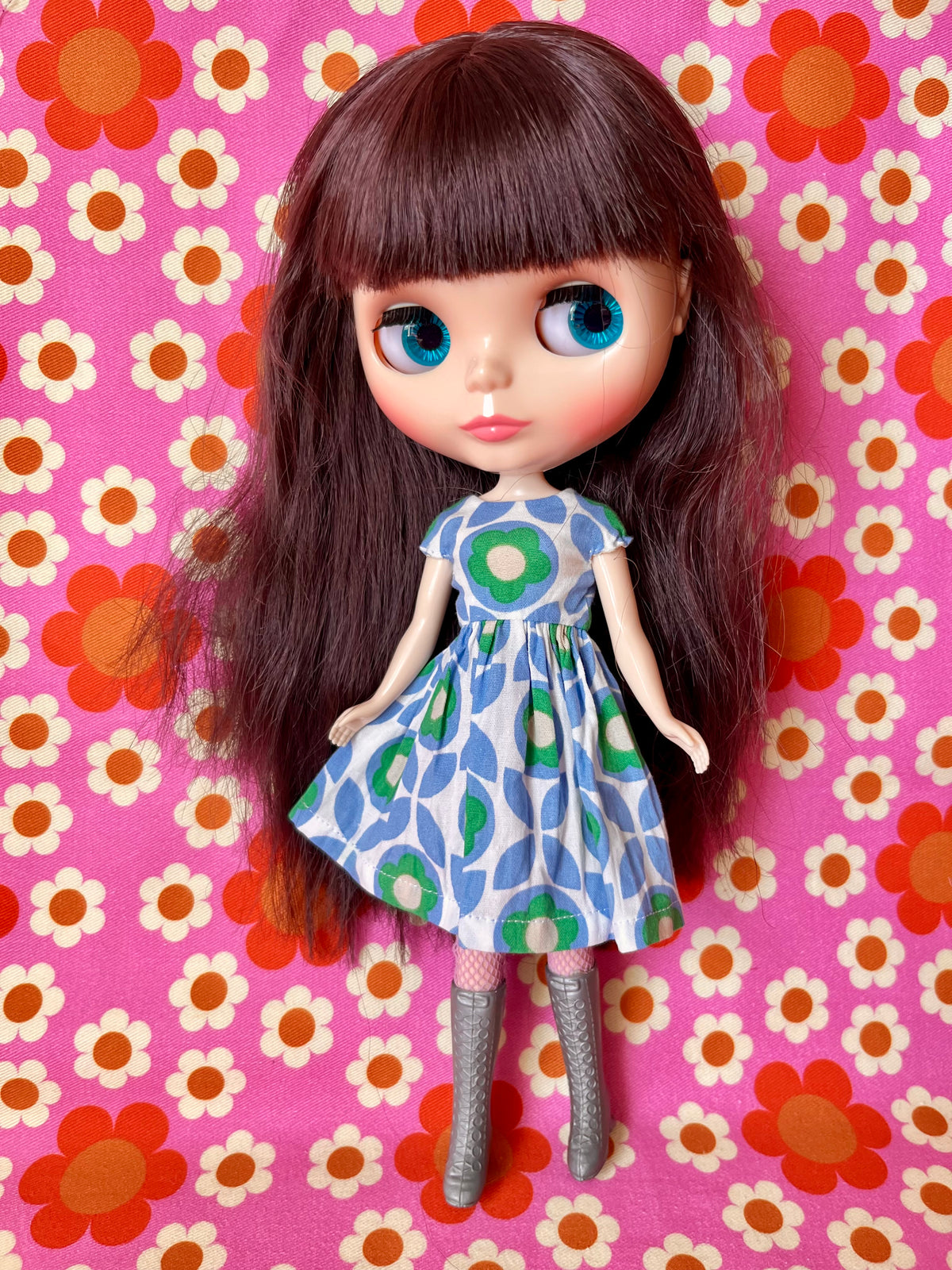 Blue Mod Summer Cap Sleeve Dress for Blythe Doll