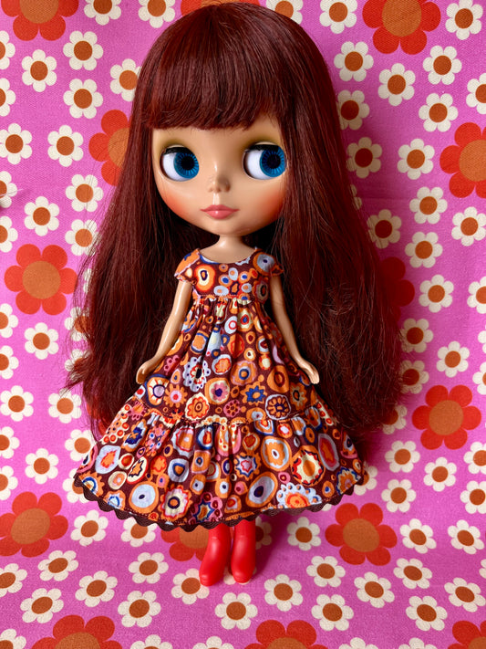 Paperweight  Hippie Orange/Brown Dress for Blythe Doll