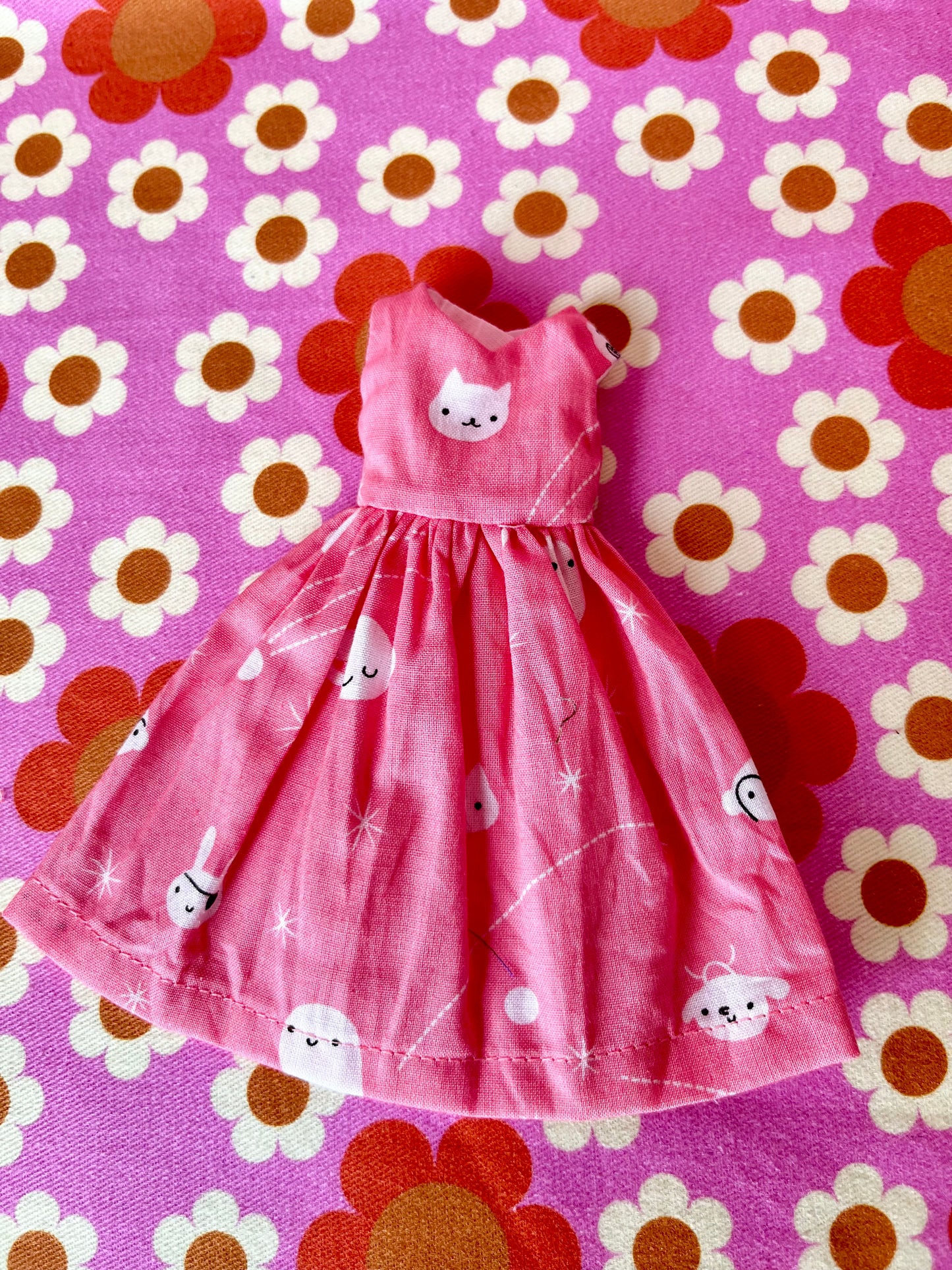 Cat Print Dress for Blythe Doll
