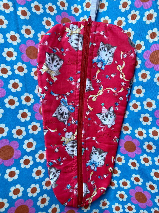 Red Party Kitten fabric Blythe Doll Cary Case Neo-Blythe size