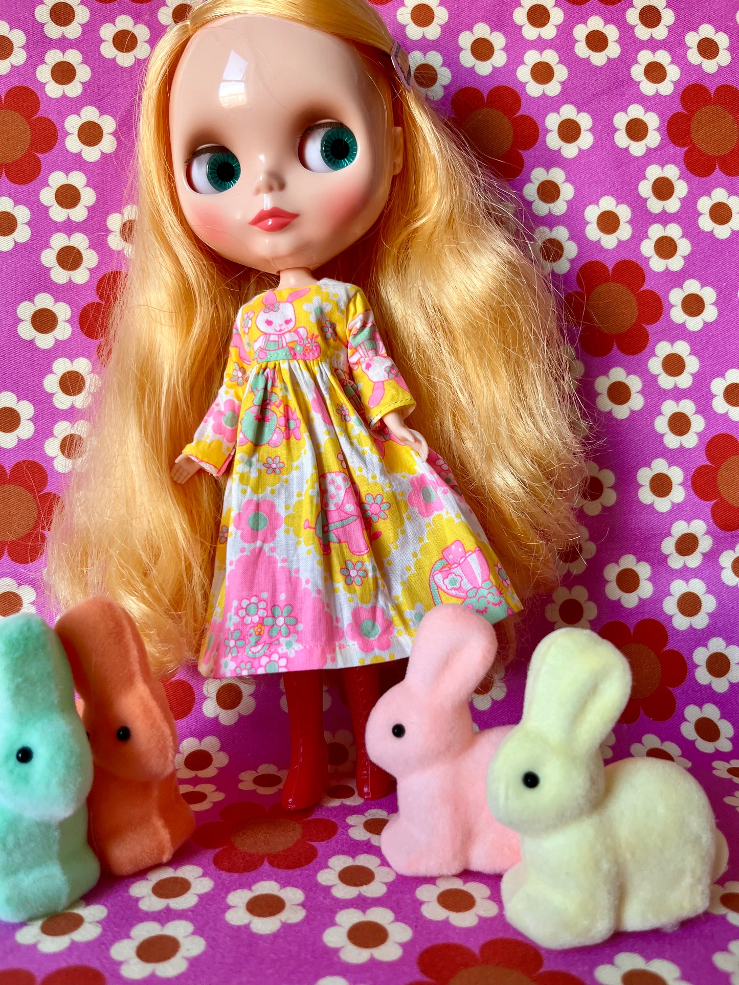 Yellow Easter Bunny Dress for Blythe Doll.