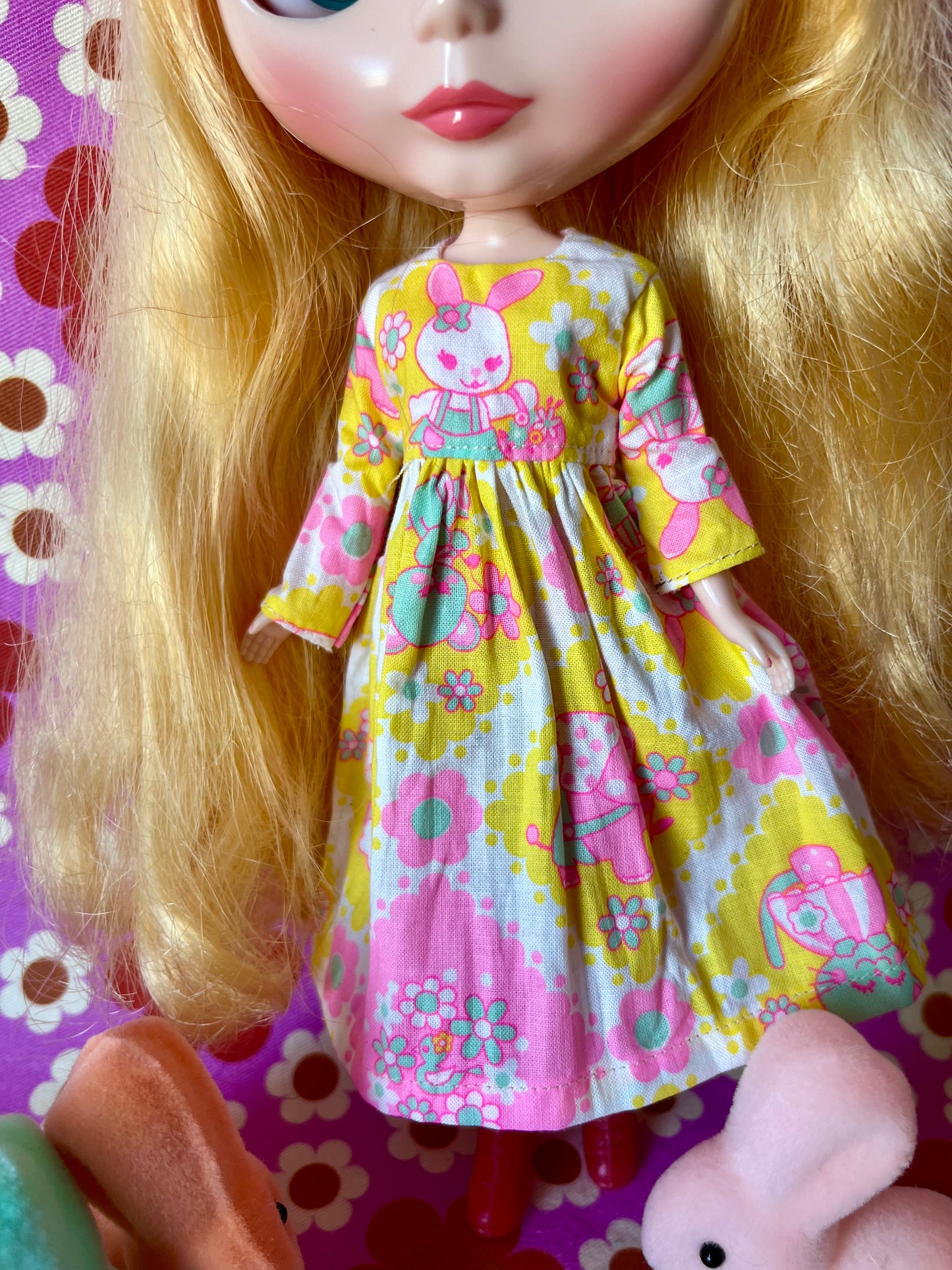 Yellow Easter Bunny Dress for Blythe Doll.