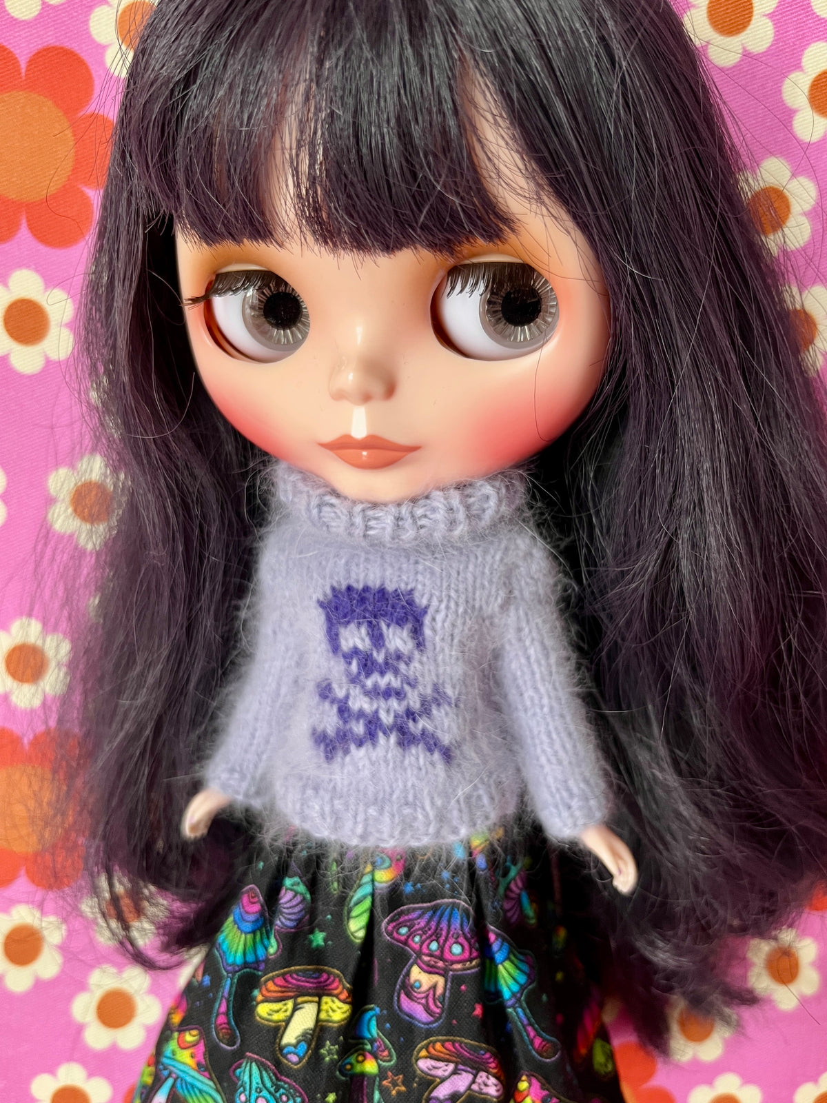Halloween Fluffy Lilac Sweater Purple Skull