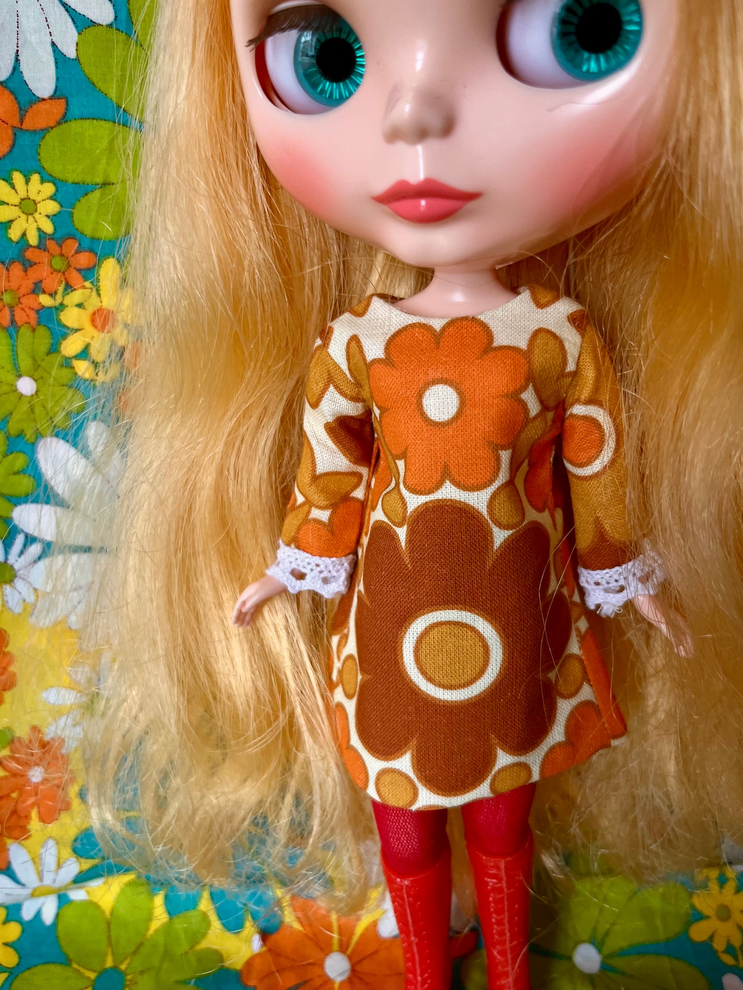 Alice Apple Mod Shift dress with sleeves OOAK