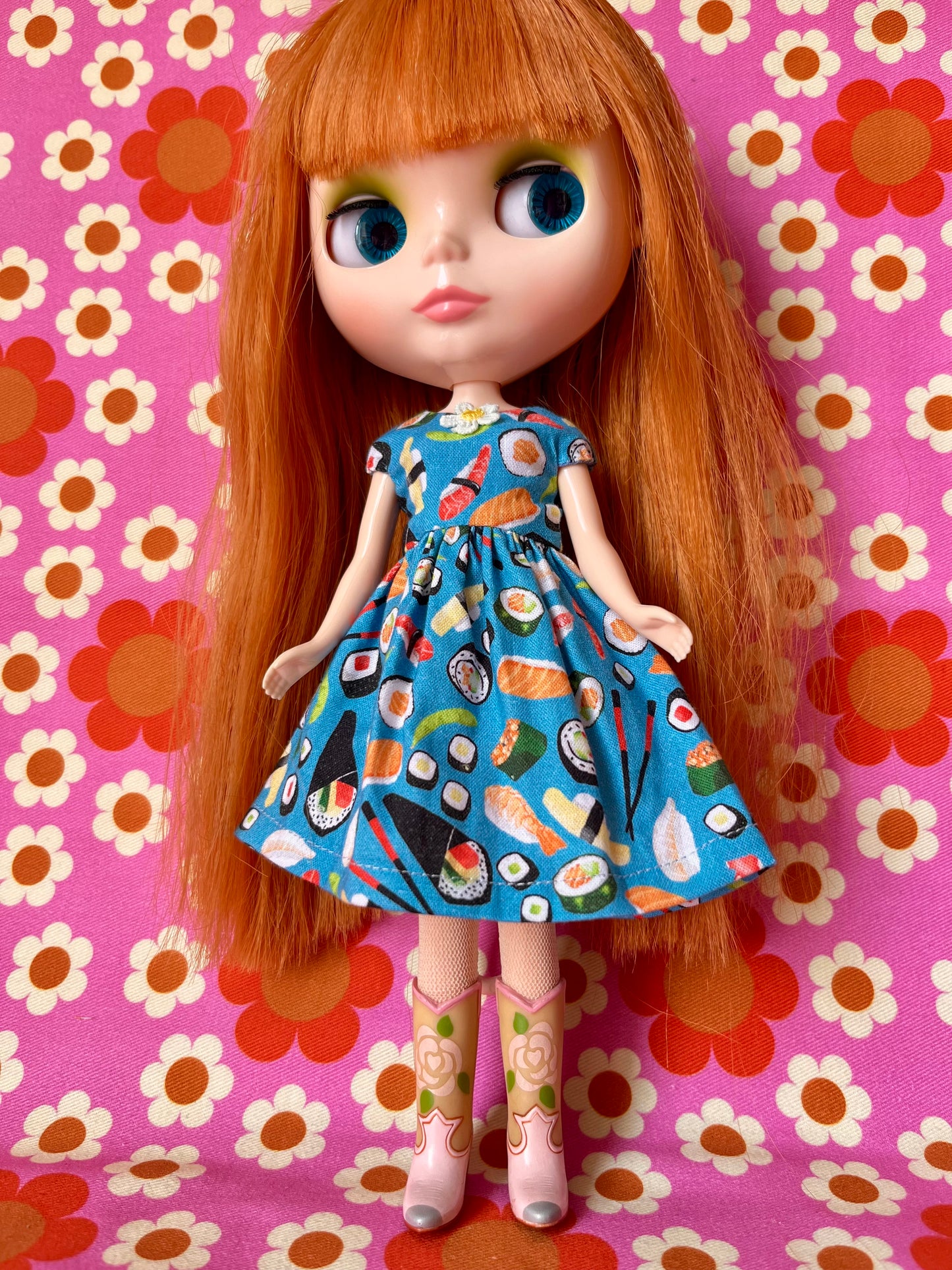 Sushi Summer Cap Sleeve Dress for Blythe Doll