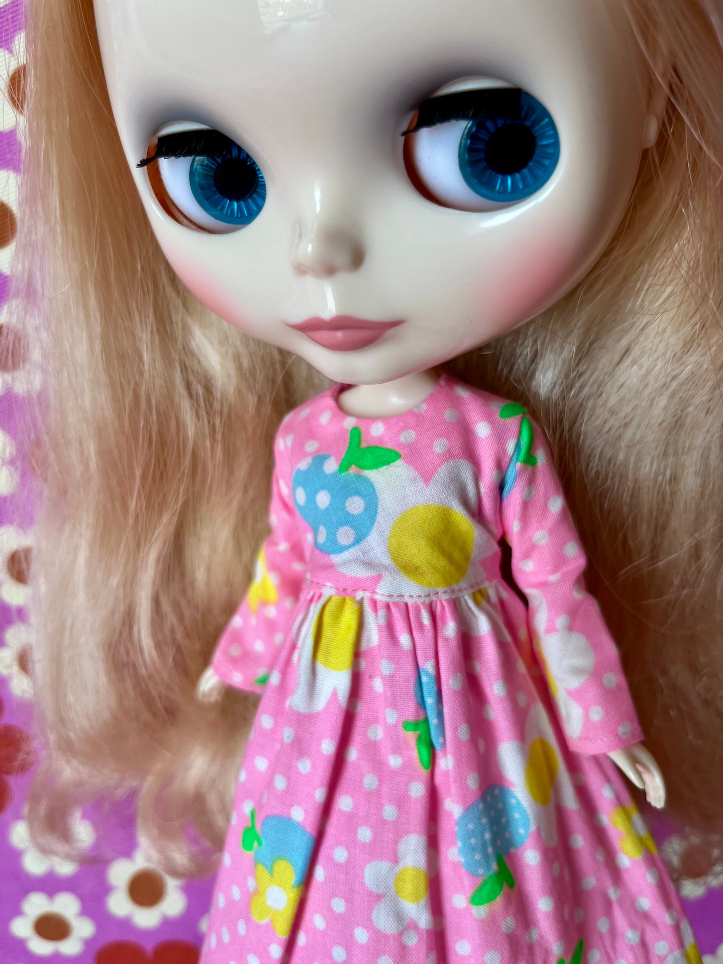 Pink Daisy Long Sleeve Dress for Blythe Doll