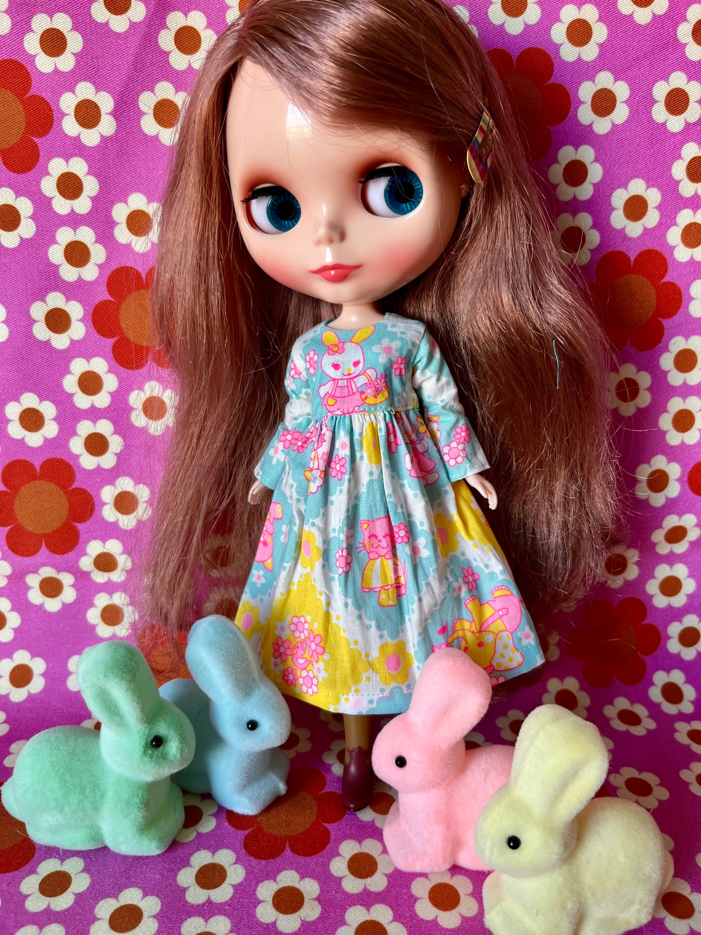 Blue Easter Bunny Family Dress for Blythe Doll.