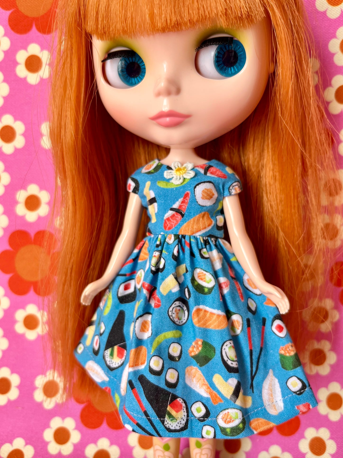 Sushi Summer Cap Sleeve Dress for Blythe Doll