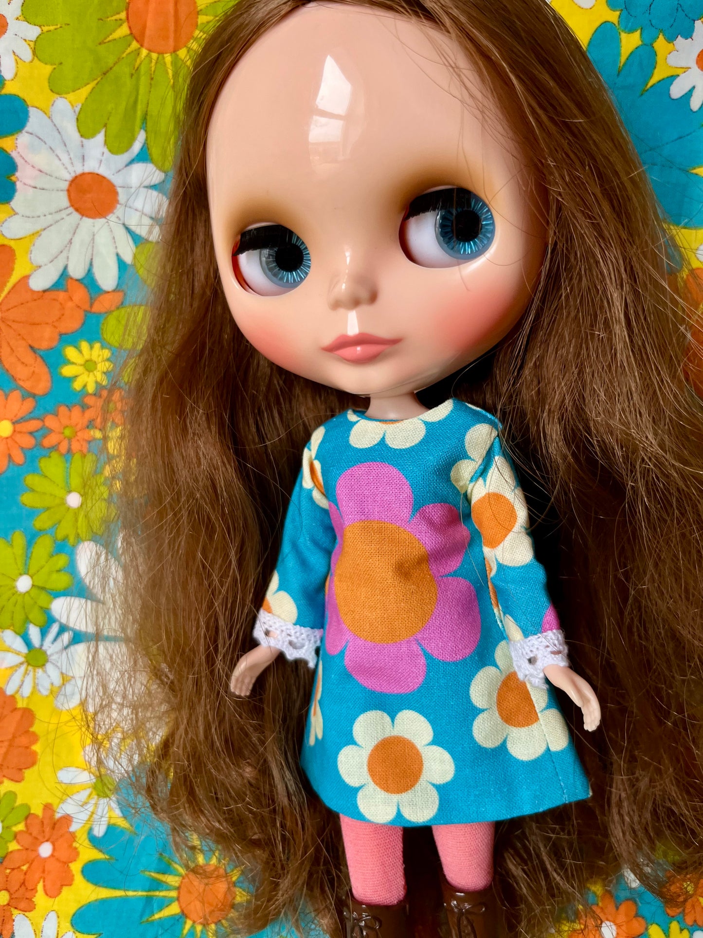 Alice Apple Mod Shift dress with sleeves OOAK