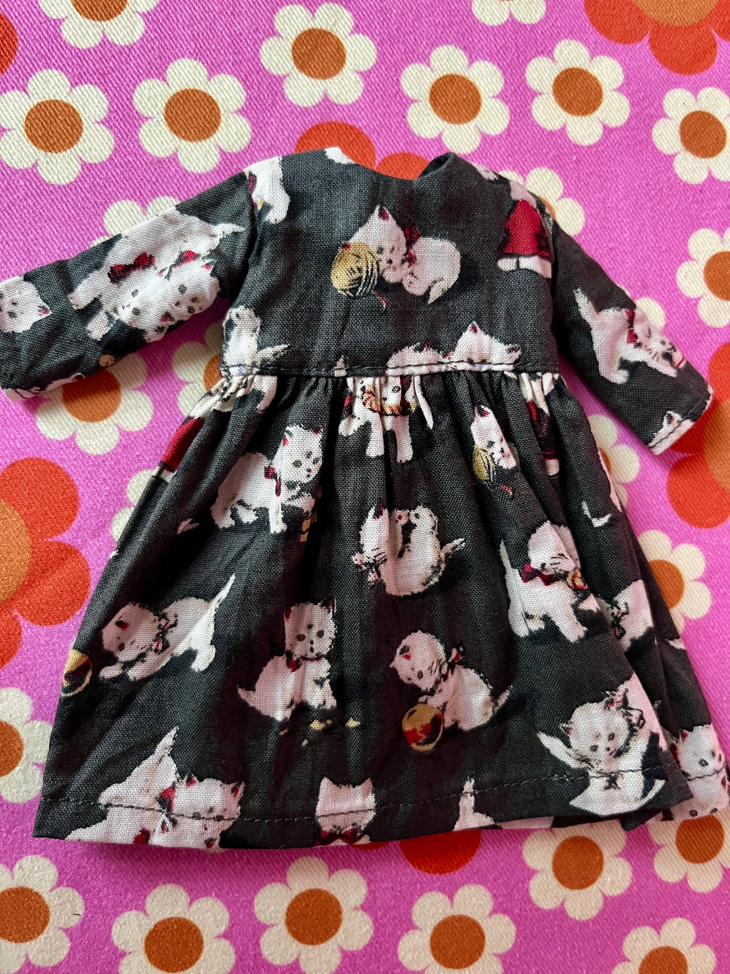 Christmas Kittens Long Sleeve Dress for Blythe Doll