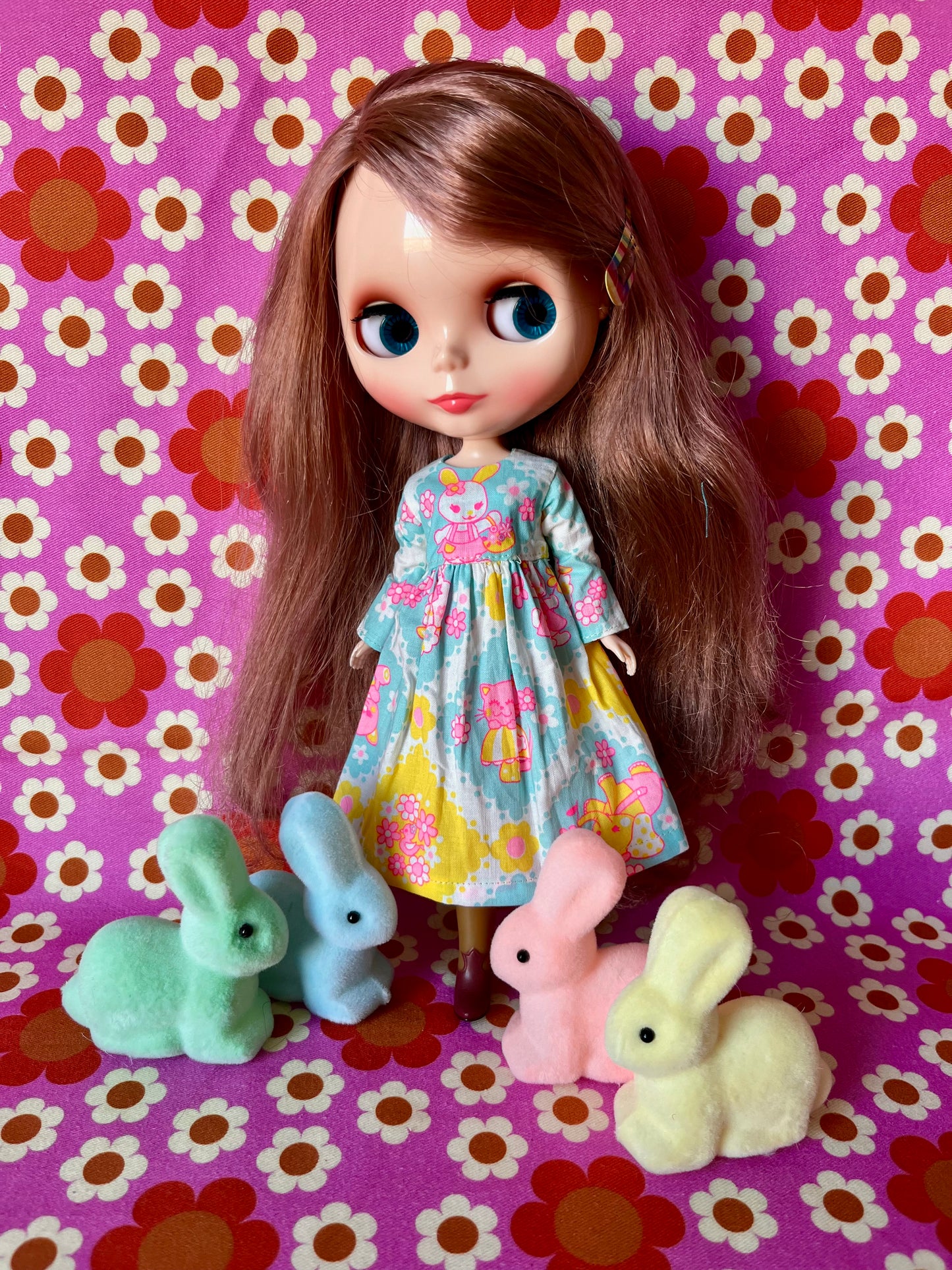 Blue Easter Bunny Family Dress for Blythe Doll.