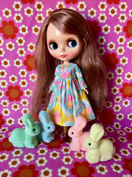 Blue Easter Bunny Family Dress for Blythe Doll.
