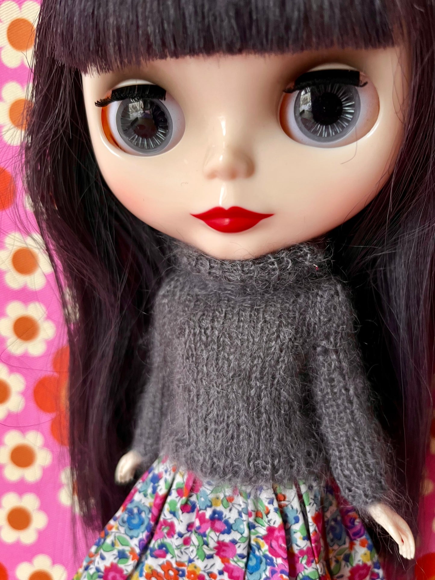 Liberty Skirt & Mohair Sweater Set for Blythe Doll