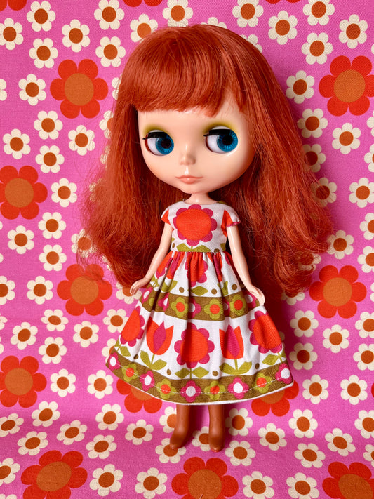 Mod Flower Cap Sleeve Dress for Blythe Doll
