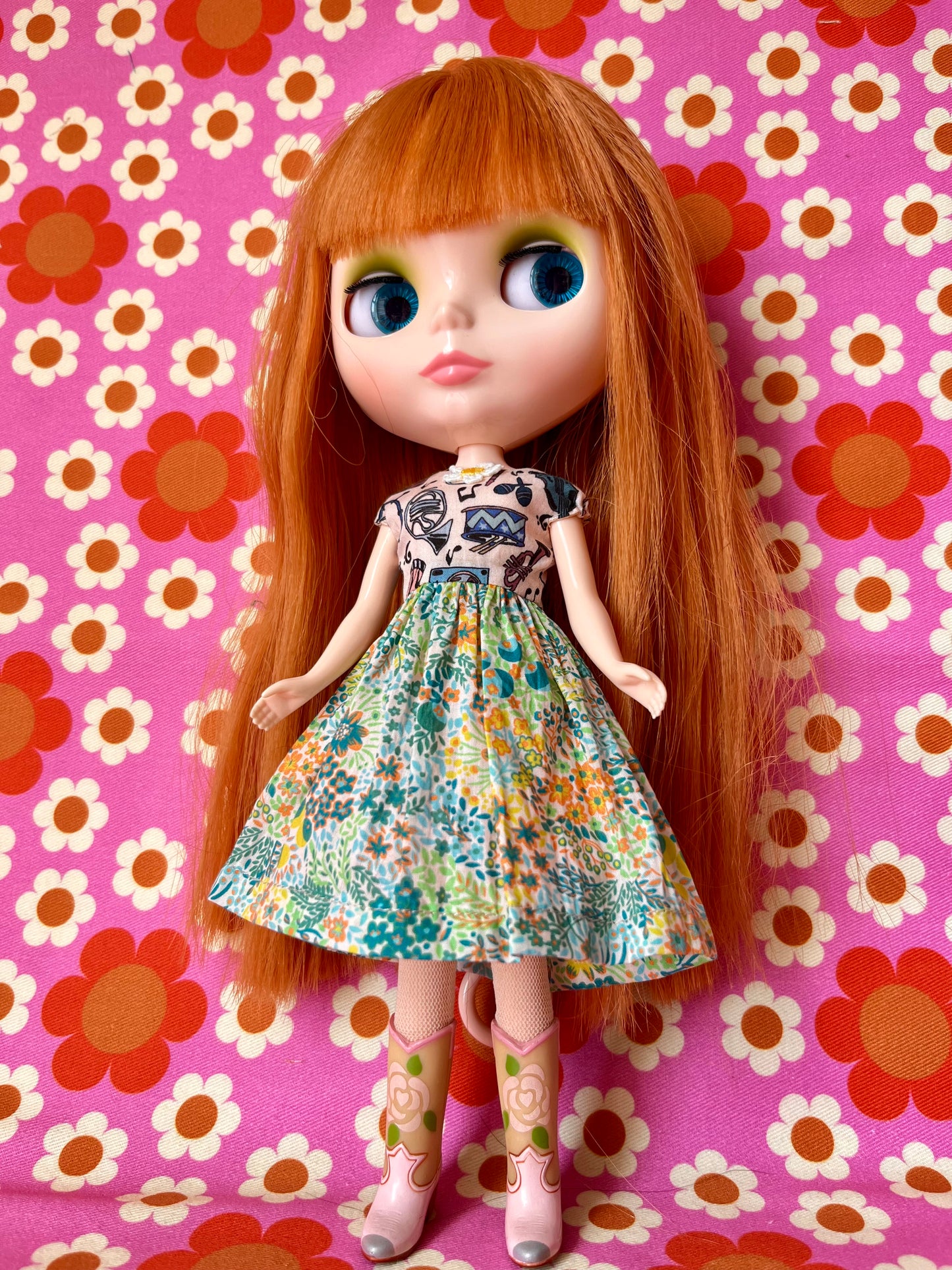 Liberty Cap Sleeve Dress for Blythe Doll