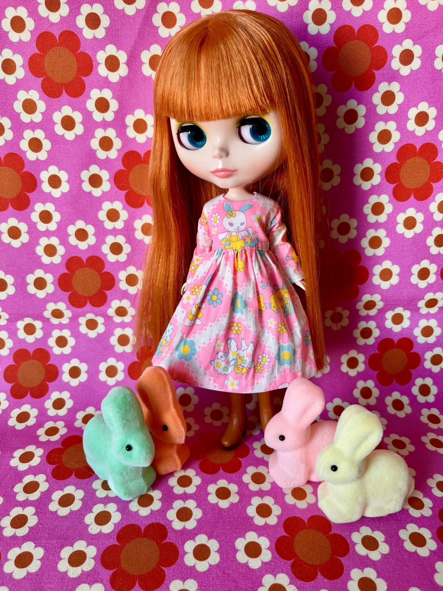 Pink Easter Bunny Dress for Blythe Doll.
