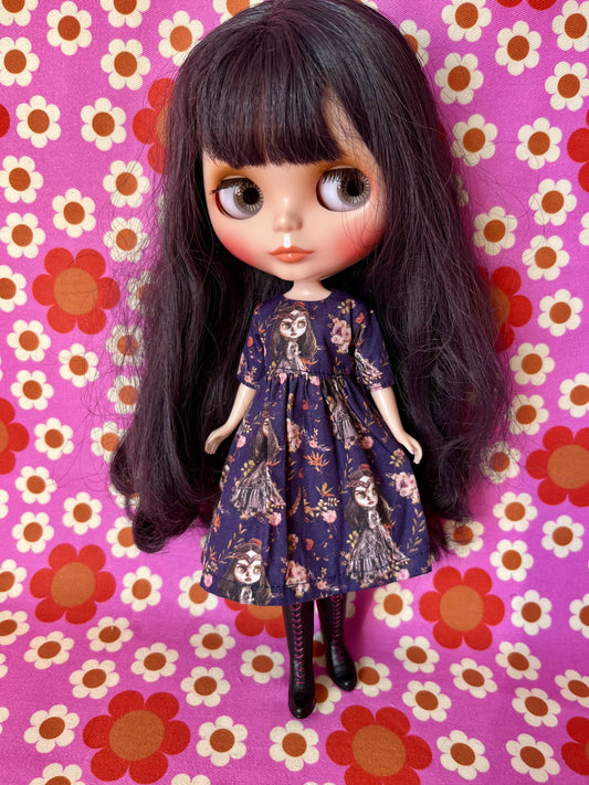 Splattergirl Purple Fabric Long Sleeve Dress for Blythe Doll