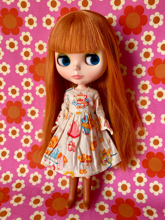 Cream Teddy Dress for Blythe Doll