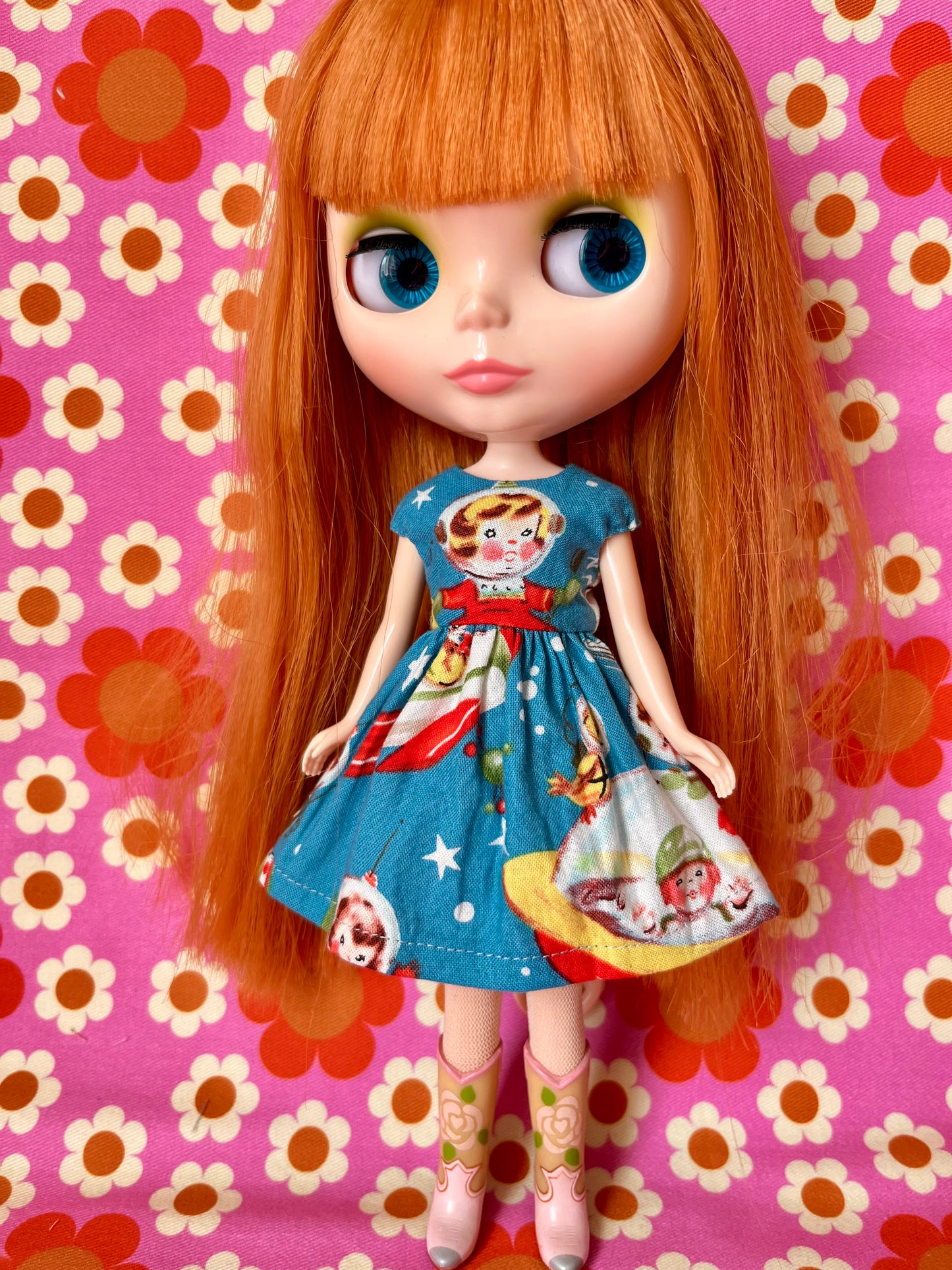 Rocket Rascals Summer Cap Sleeve Dress for Blythe Doll
