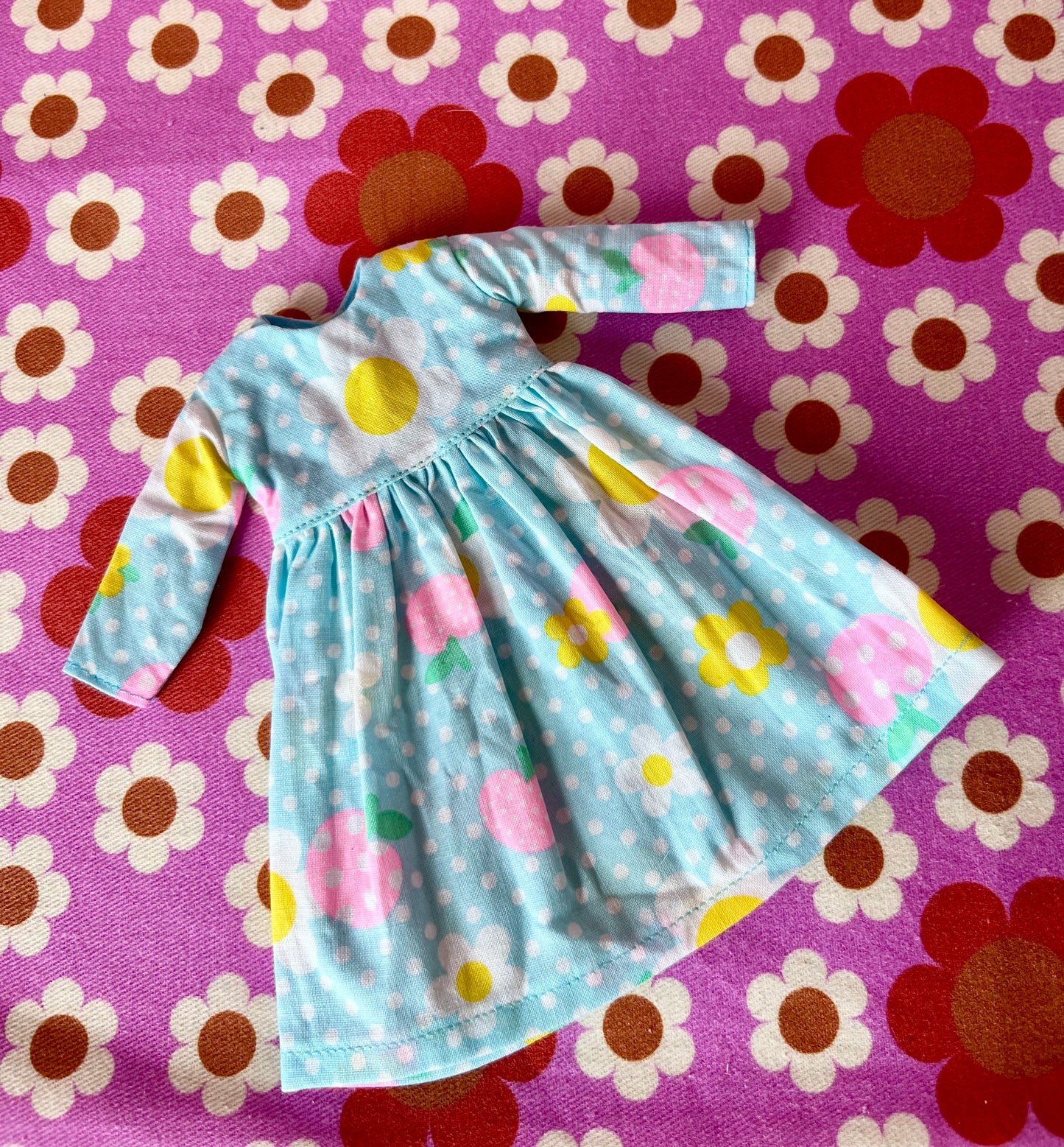 Blue Daisy Long Sleeve Dress for Blythe Doll