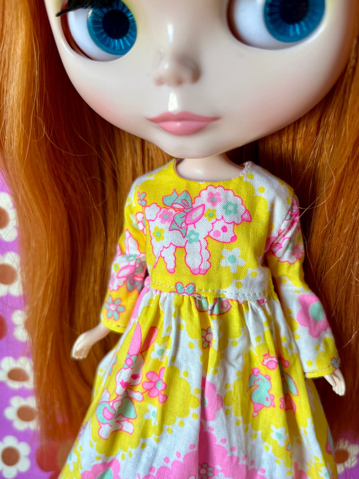 Yellow Easter Lamb Family Dress for Blythe Doll.